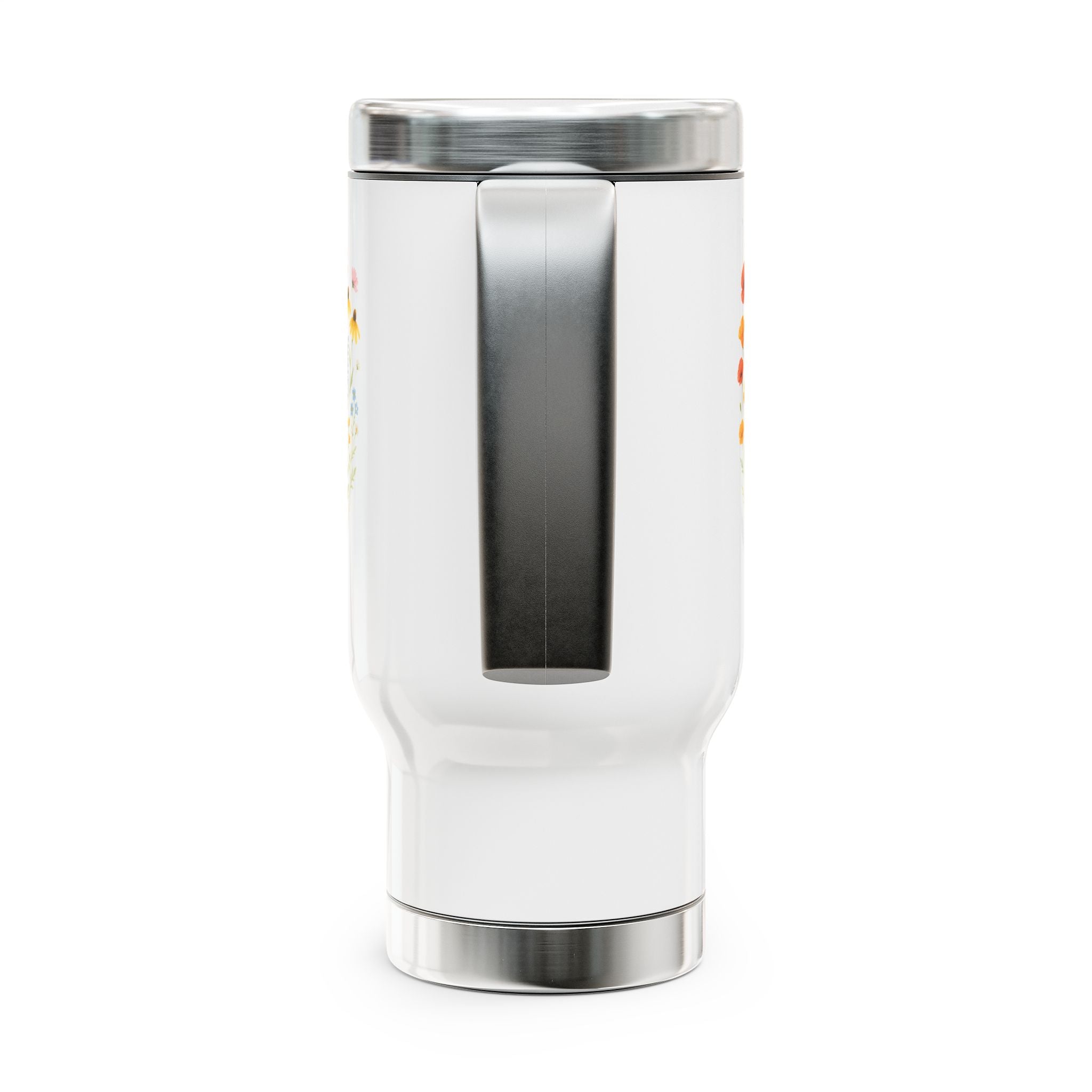 CUSTOM NAME Wildflower Travel Mug, Floral Stainless Steel Coffee Cup