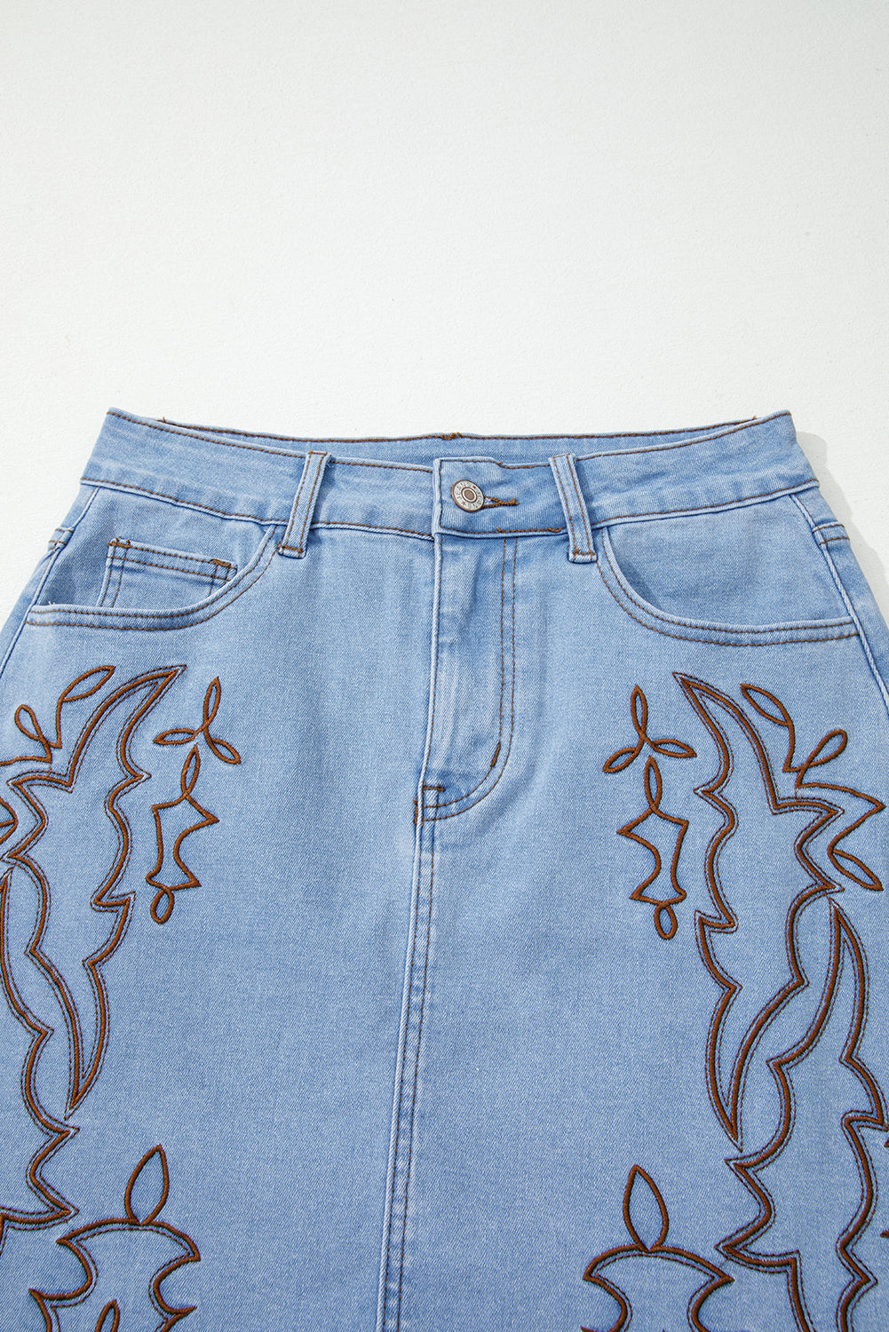 Western Embroidered Denim Mini Skirt, Womens Western Jean Skirt, Festival Cowgirl Mini Skirt,