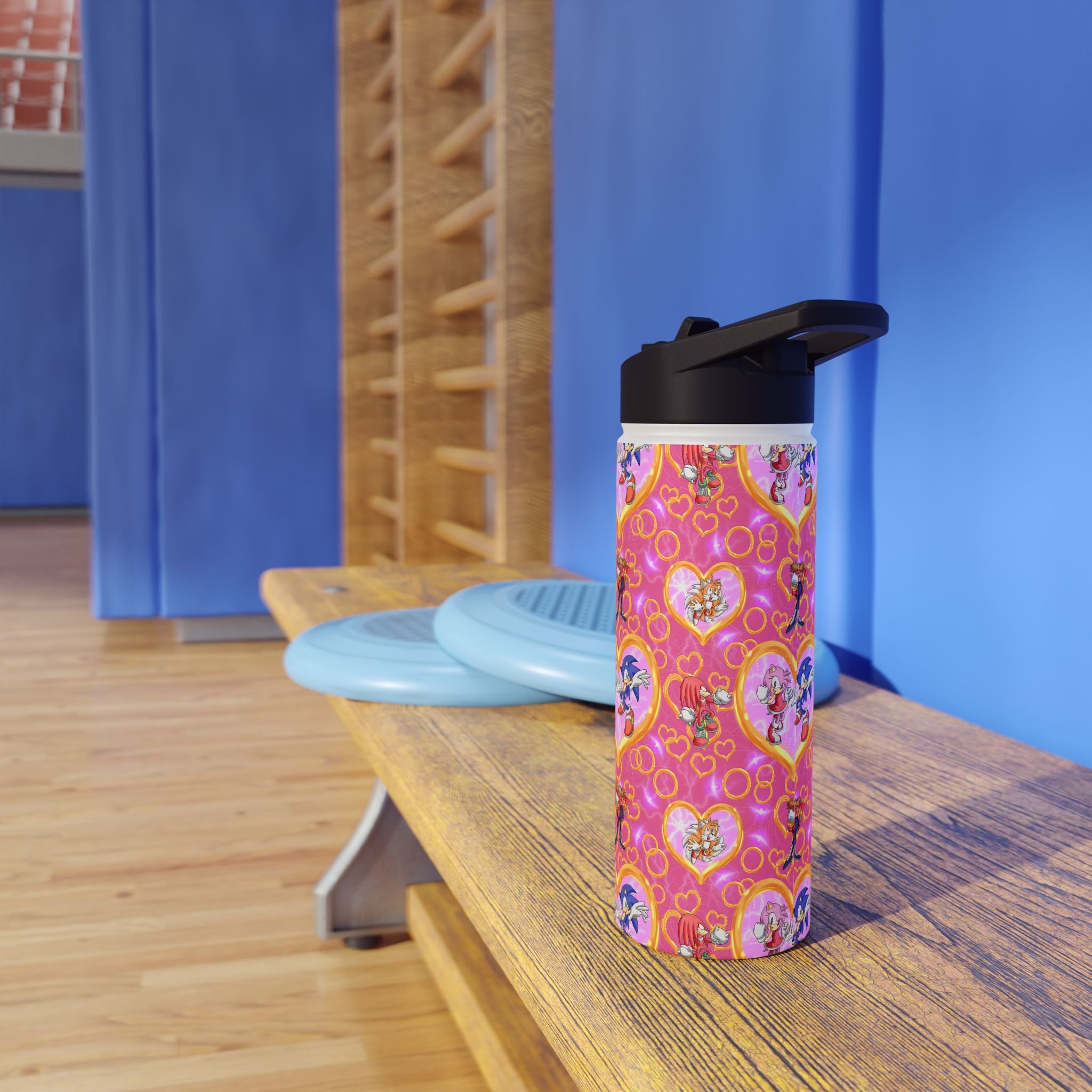 Pink Sonic Personalized Stainless Steel Water Bottle, Kids Drink Bottle, Back to School Shopping, Customizable, Standard Lid
