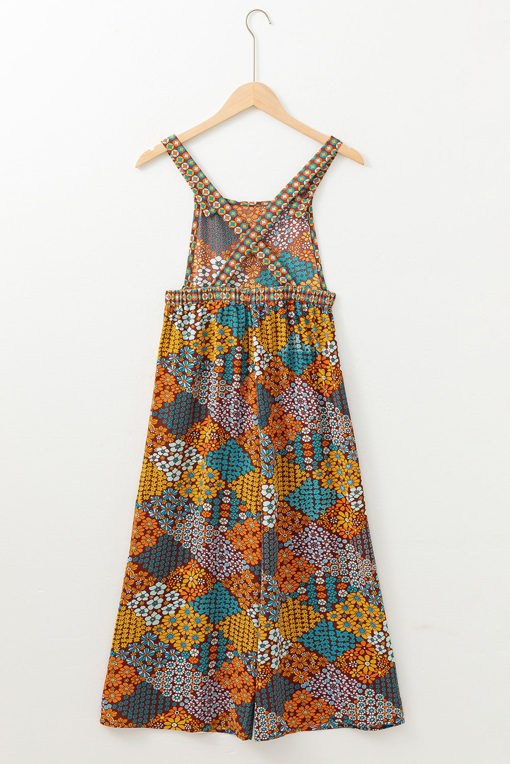 Boho Floral Jumpsuit Overalls | Adjustable Straps & Wide Leg Pants