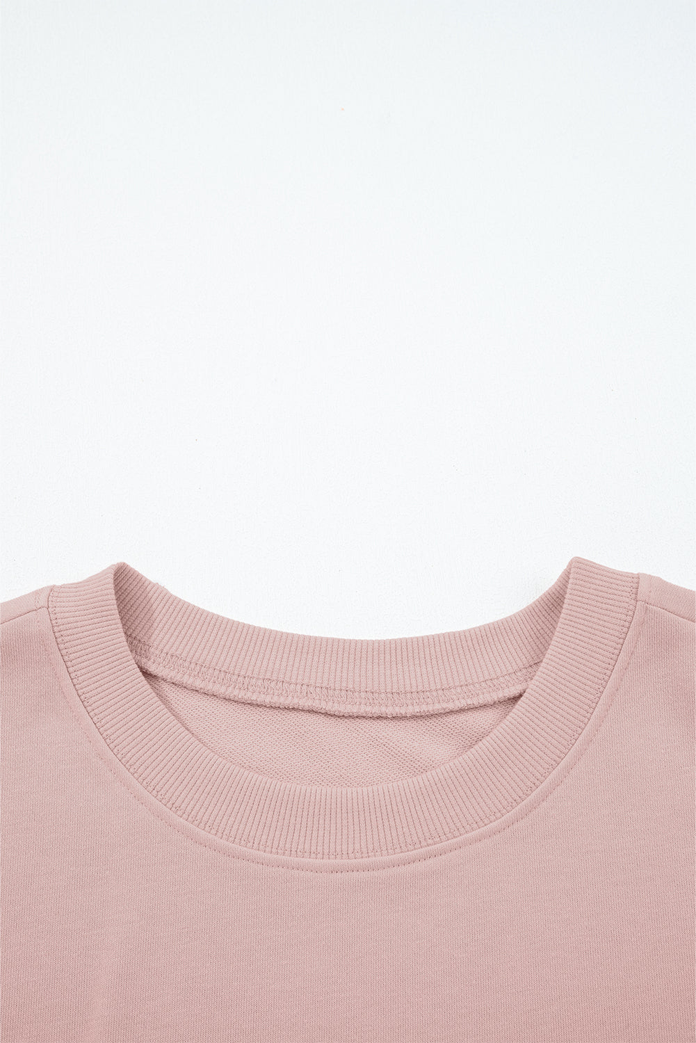 Light Pink Puff Sleeve Crop Top & Pants Set – 2 Piece Women’s Outfit, Drop Shoulder Pullover with Wide Leg Drawstring Pants