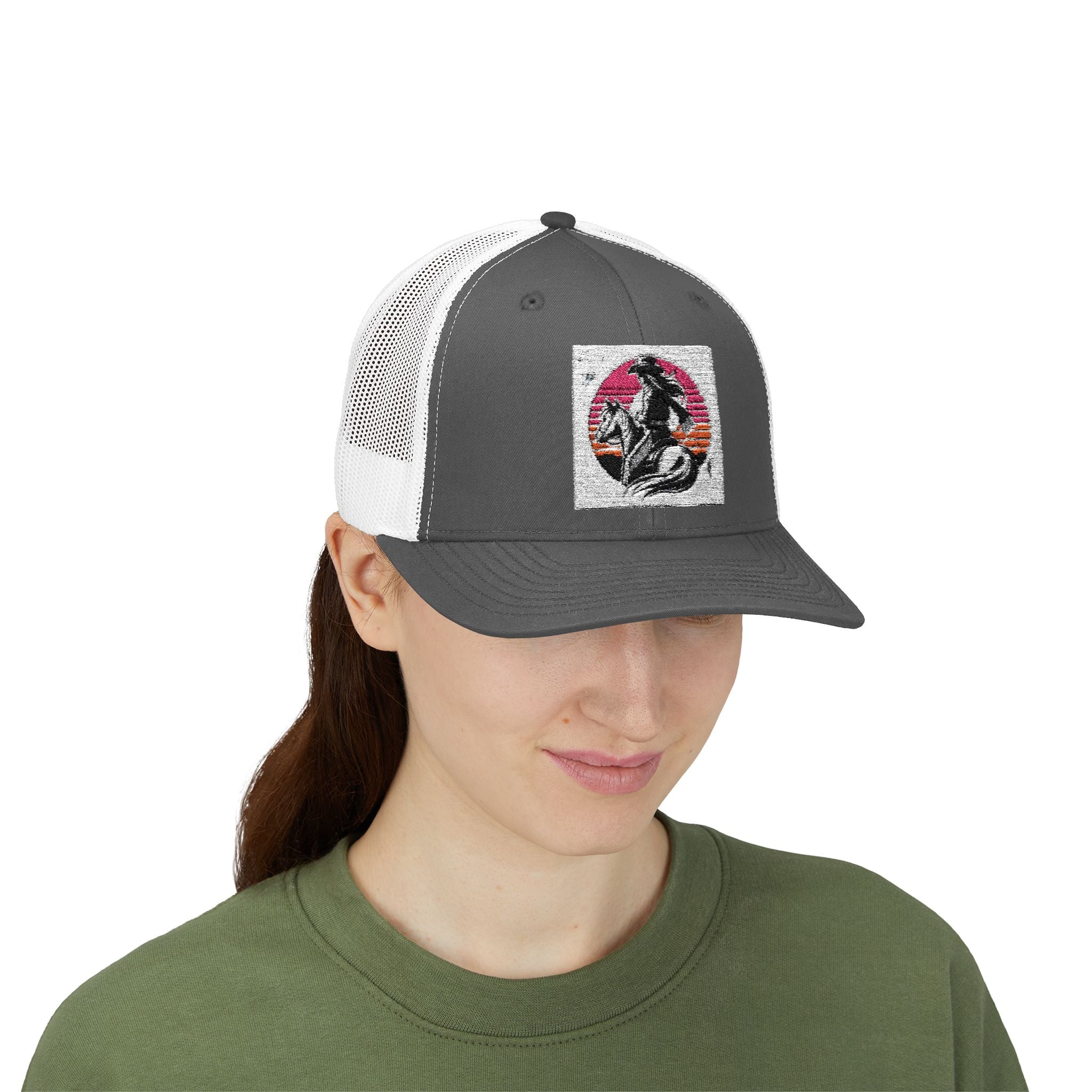 Cowgirl Trucker Hat, Cowgirls BASEBALL HAT, Custom Trucker Hat, Mid Height Western Cap, Emboidered Snapback Trucker Cap