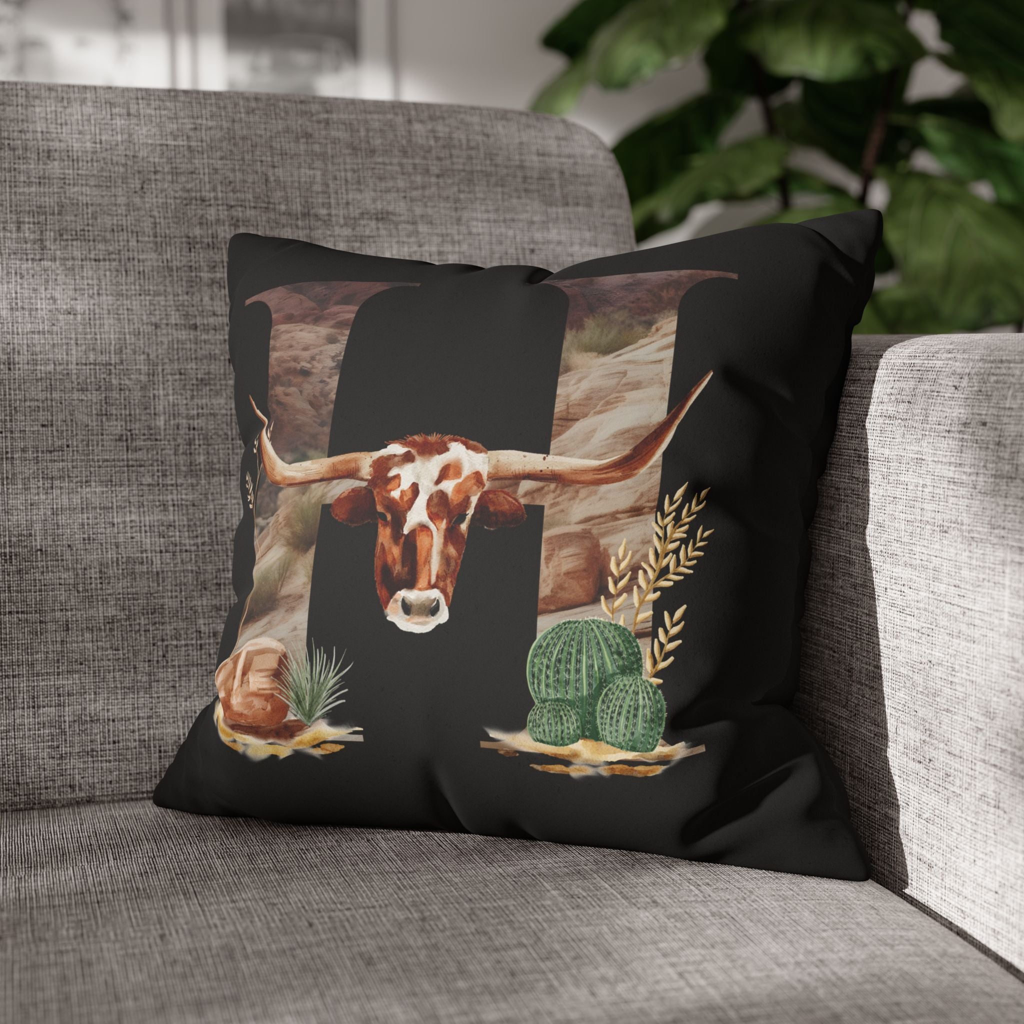 Western Initial Pillow Cover , Personalized Rustic Decor, Cowgirl Gift, Custom Throw Pillow for Home or Wedding