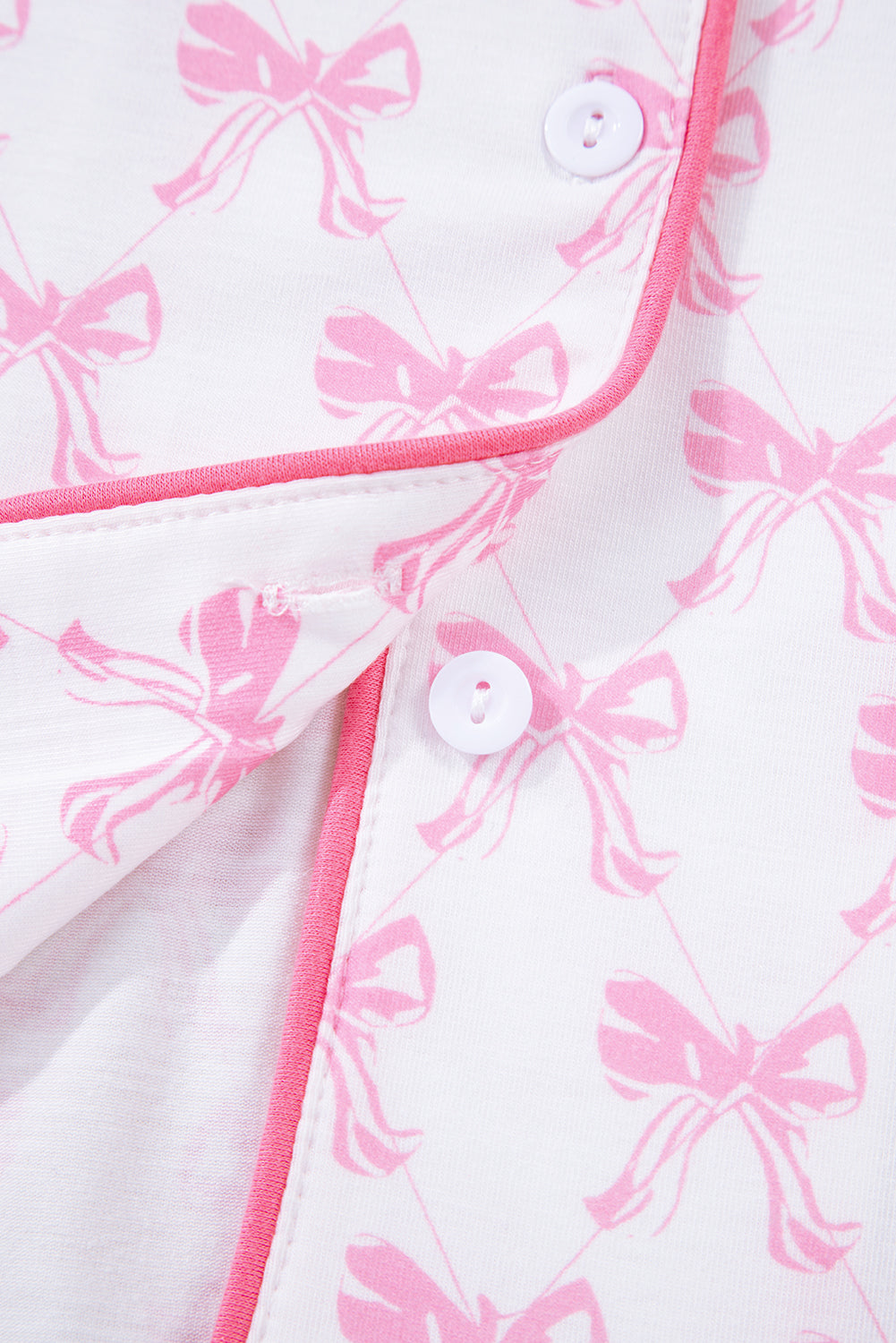 Pink Bow Pajama Set – Women’s Long Sleeve Shirt & Pants Sleepwear, Cute Bow Print Loungewear for Cozy Nights