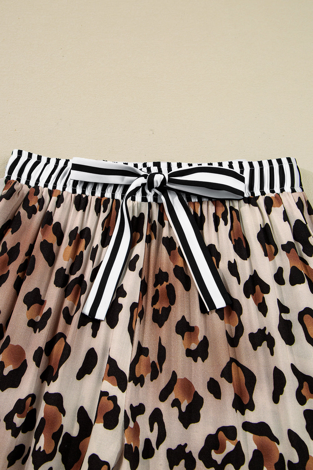 Womens Leopard Print Pajama Set – Colorblock Striped Shirt &amp; Pants, Cozy Lounge Sleepwear
