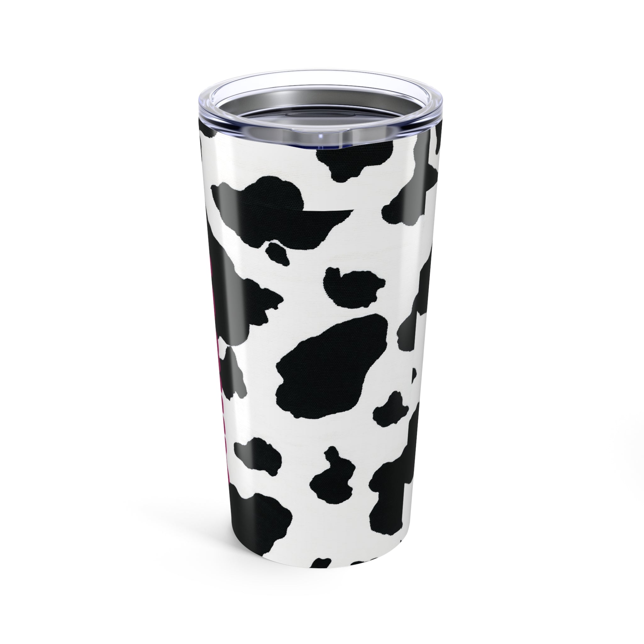 Black and White PERSONALIZED NAME Cow Print Tumbler, 20oz Stainless Steel Travel Mug