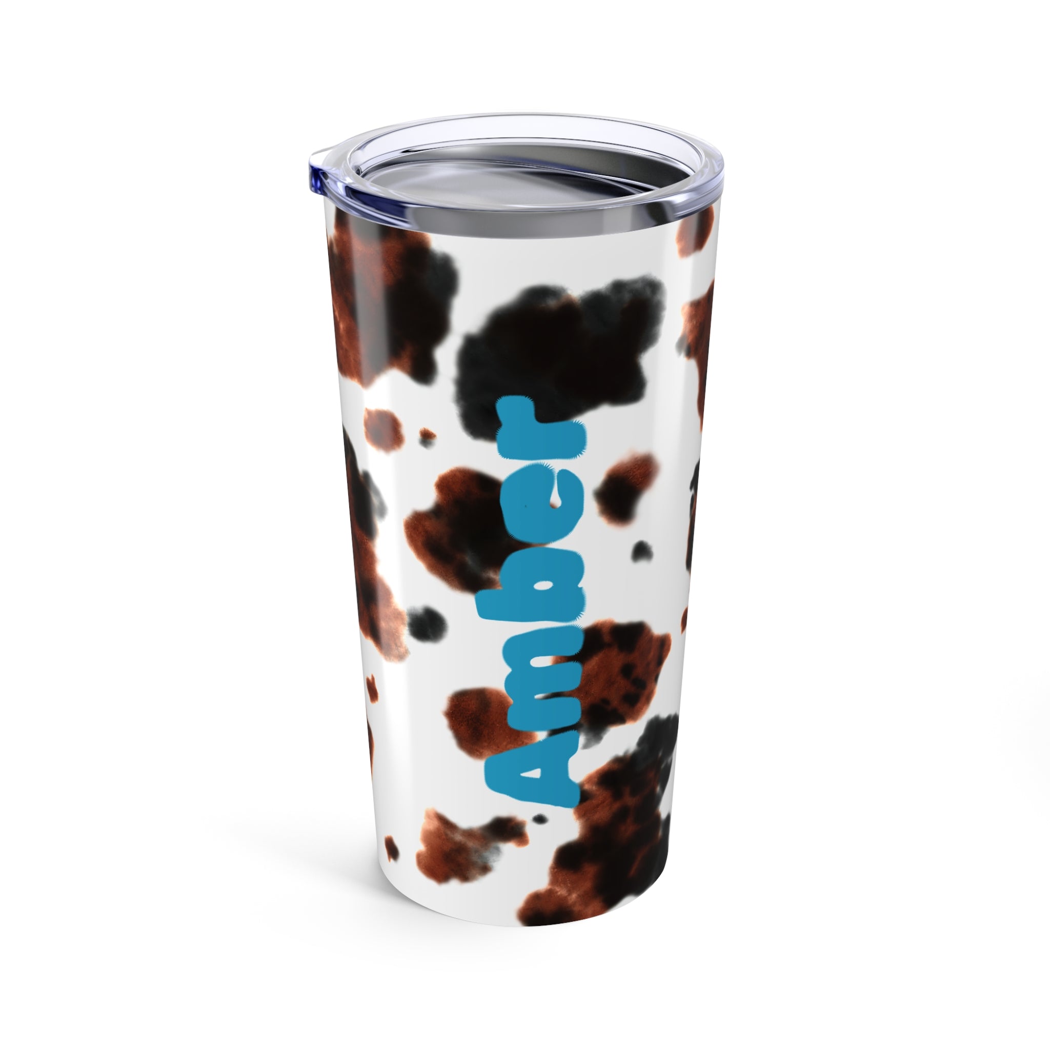 PERSONALIZED NAME Brindle Cow Print Tumbler, 20oz Stainless Steel Travel Mug