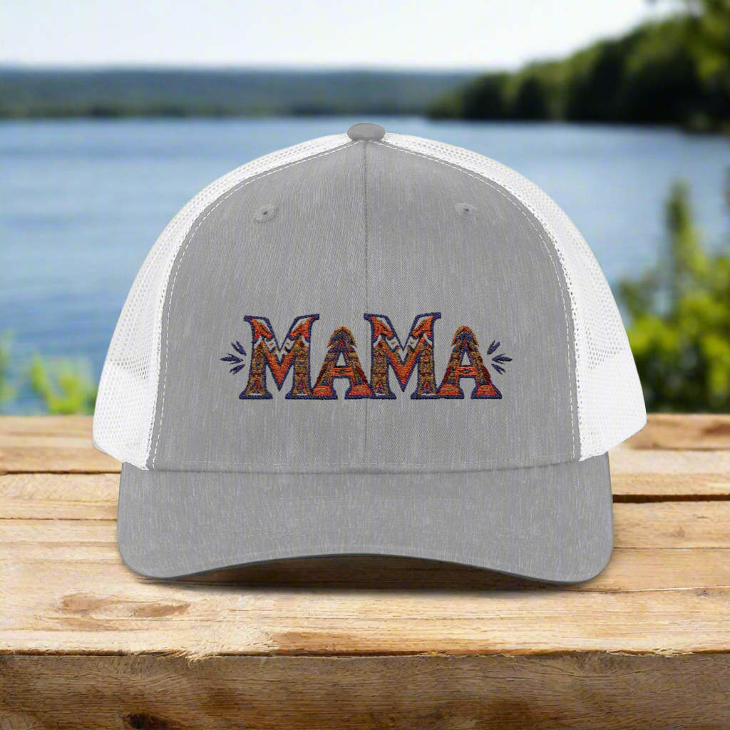 Mama Trucker Cap, Mom Trucker Hat BOHO, Tribal design Baseball Hat Moms,