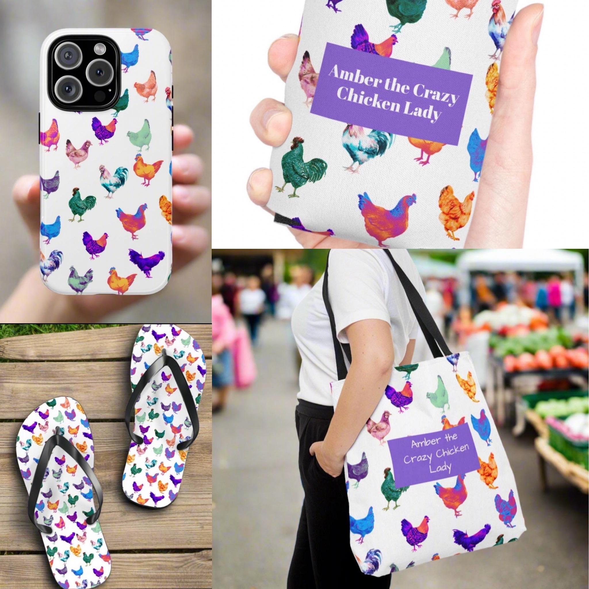 Personalized CRAZY CHICKEN LADY Tote Bag, ,  Custom Name Gift for Chicken Lovers,