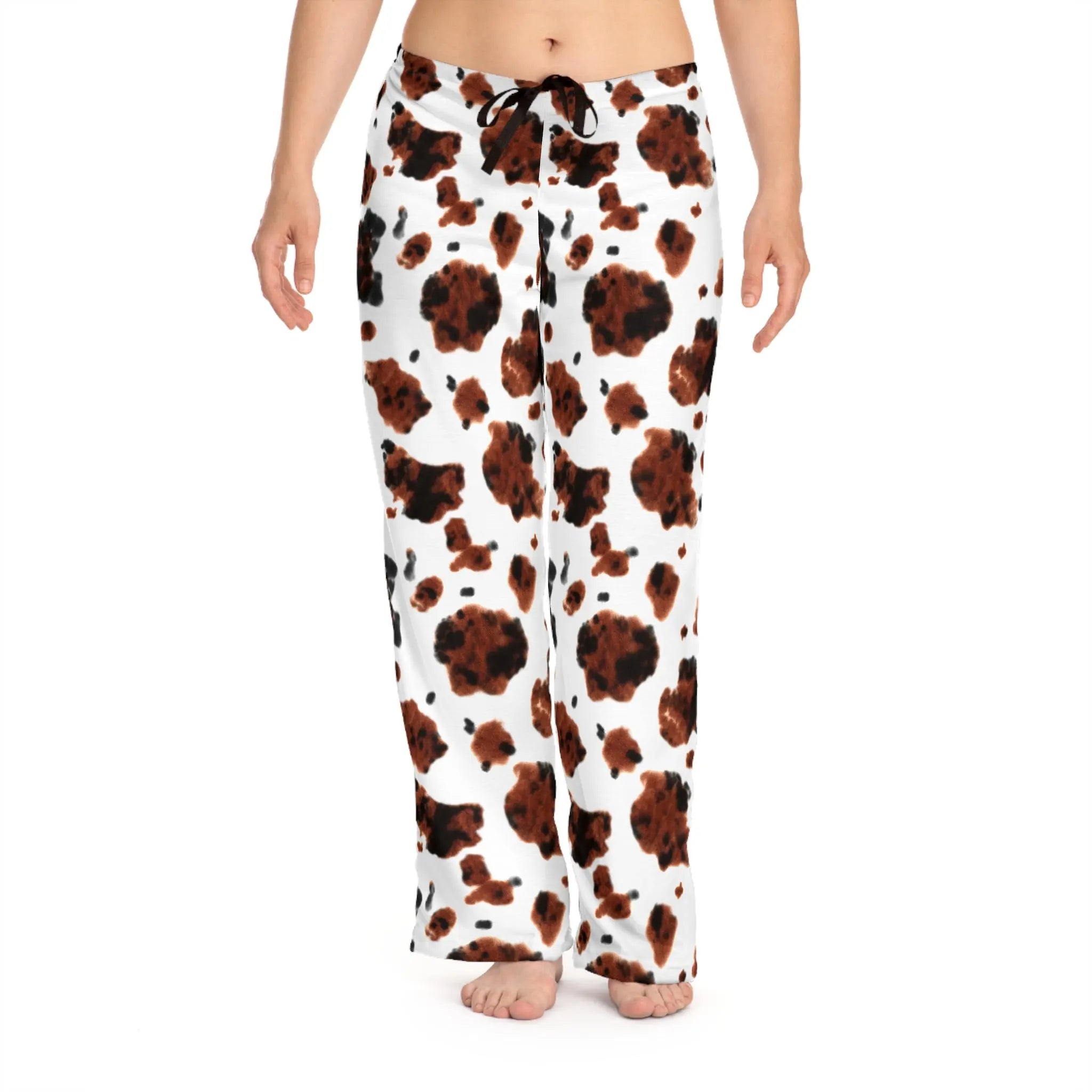Brown Brindle Cowprint Pajama Pants, Cowhide Pants, Cowgirl Lounge Pants, Western Print Sleepwear, Gift for Cow Lover