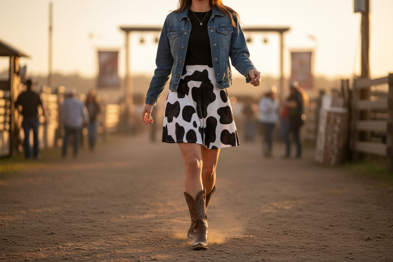 WOMENS COWPRINT SKIRT