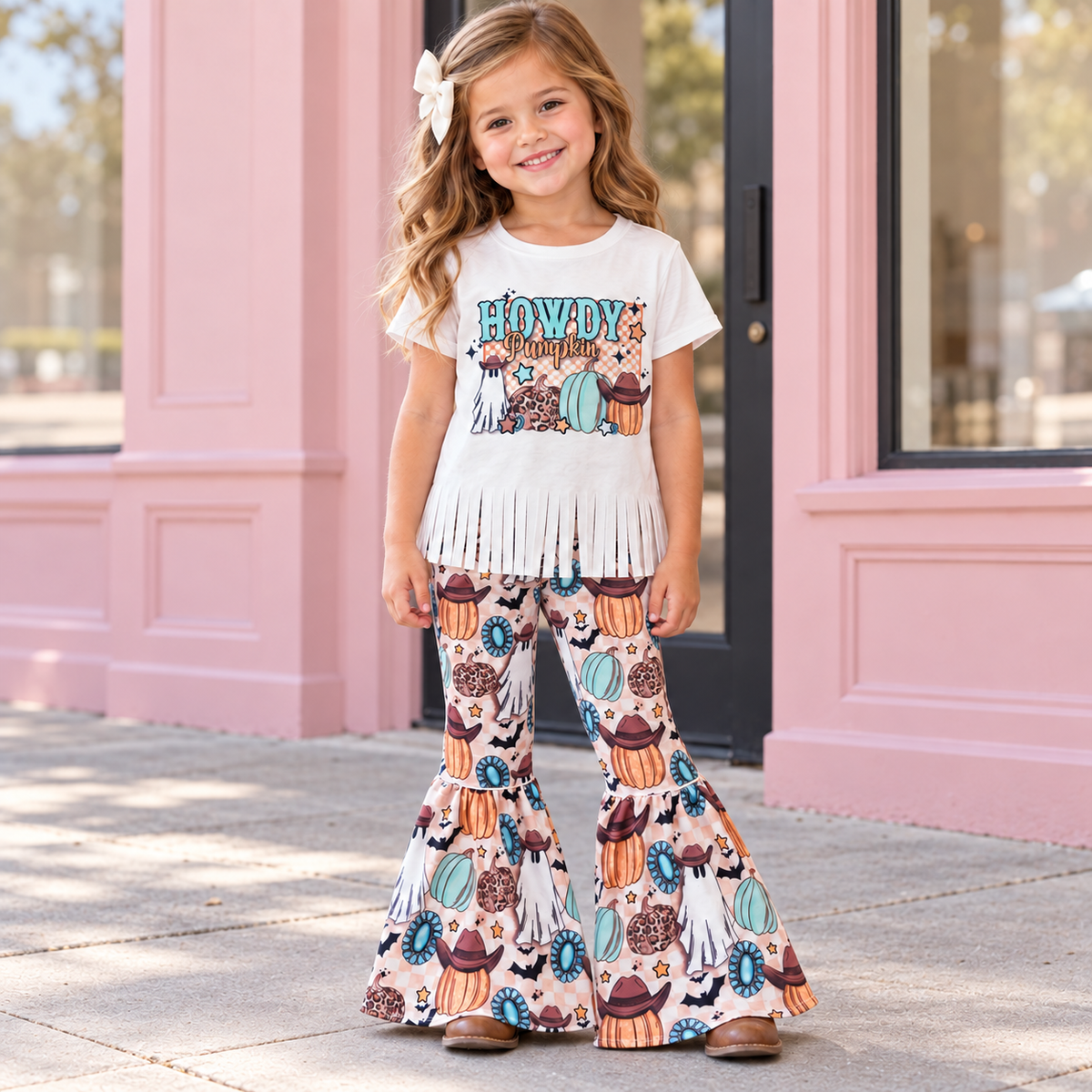 Girls Howdy Pumpkin Bell Bottom Outfit