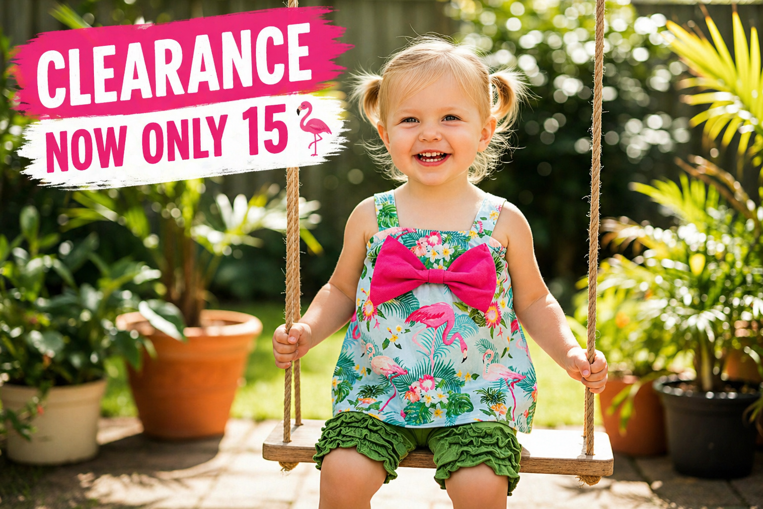 Toddler Flamingo Outfit: Tank Top & Ruffle Shorts Set