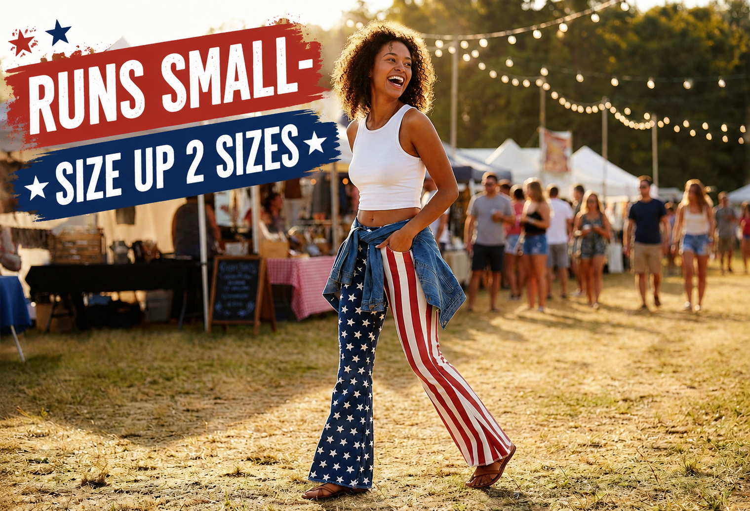Women’s American Flag Bell Bottom Jeans | 4th of July Festival Pants