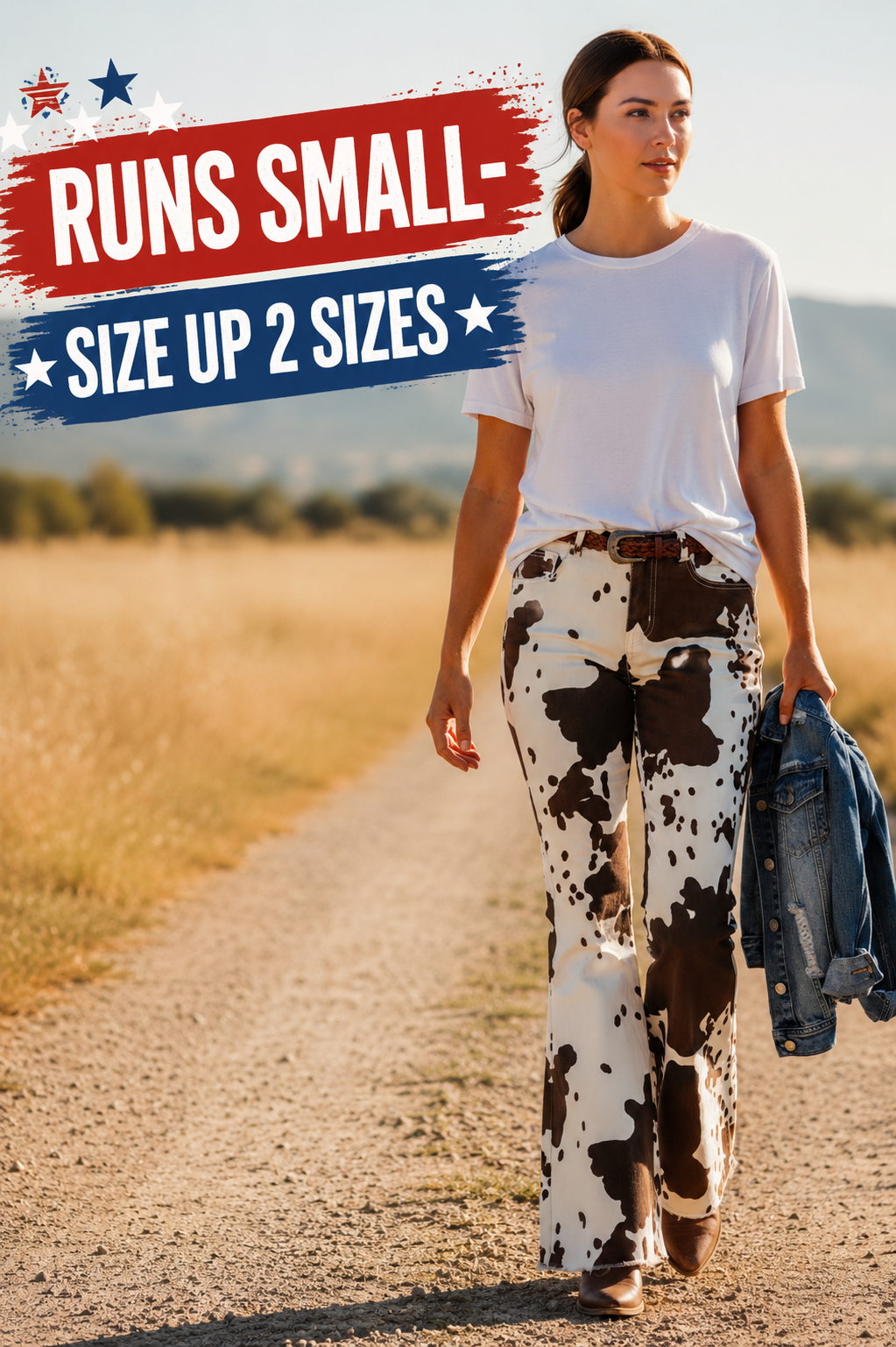 Cow Print Jeans Women | Western Bell Bottom Pants High Waisted Wide Leg Cowhide Pants