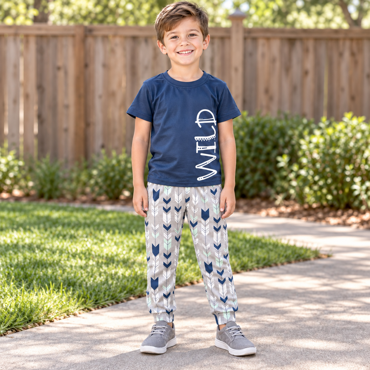 Boys Wild Shirt and Arrow Jogger Set, Kids Two Piece Outfit