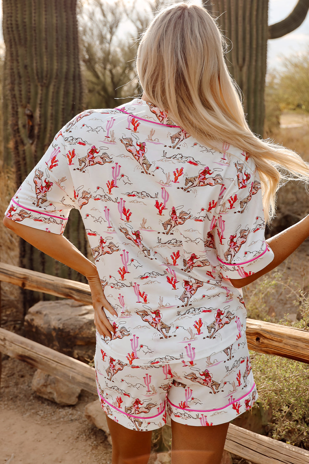 Cowgirl Pajamas, Western Pajama Set for Women, Pink Cowgirl Summer Pajama Short Set, Comfortable & Stylish Sleepwear