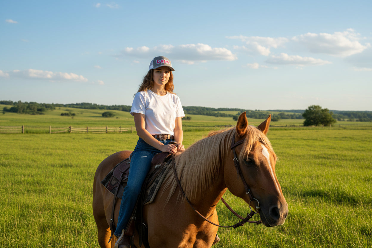 Custom Embroidered Trucker Hat: Pink Foam Western Cap -Razels