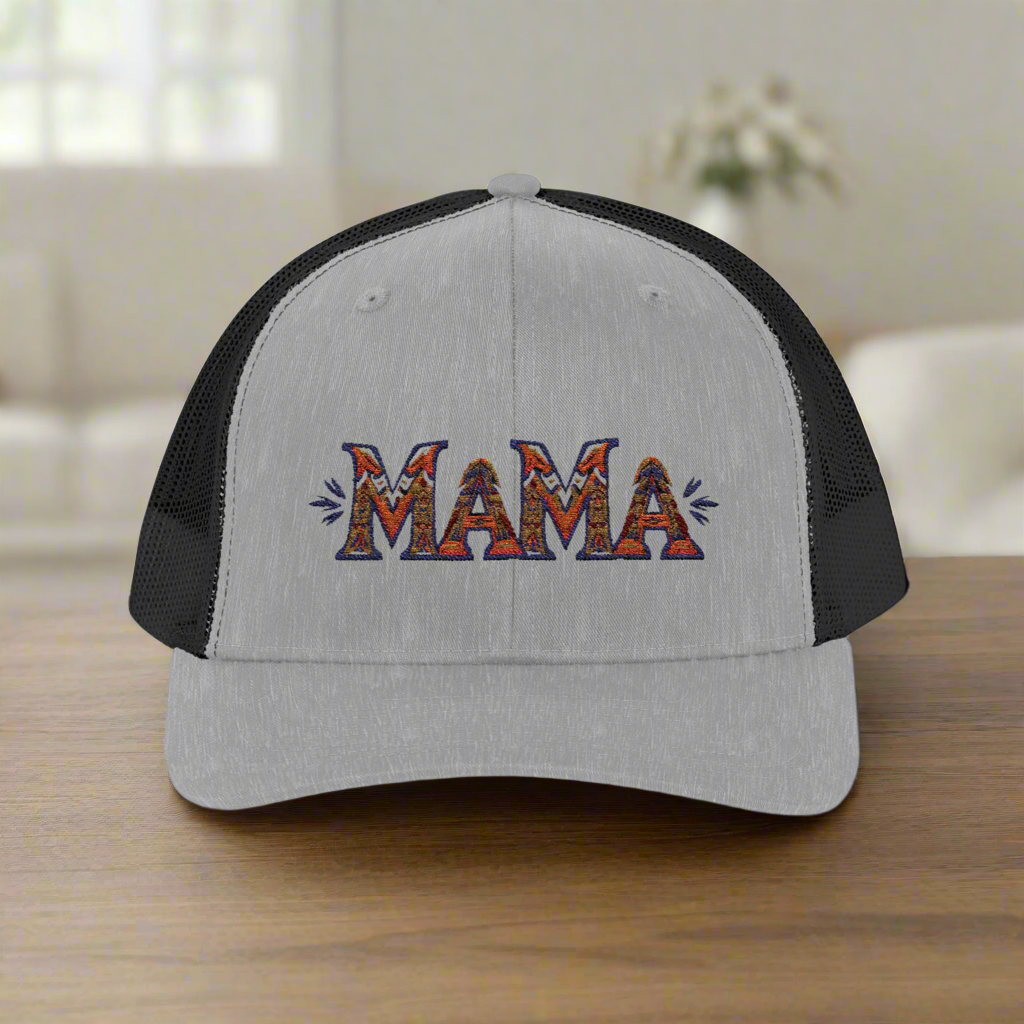 Mama Trucker Cap, Mom Trucker Hat BOHO, Tribal design Baseball Hat Moms,