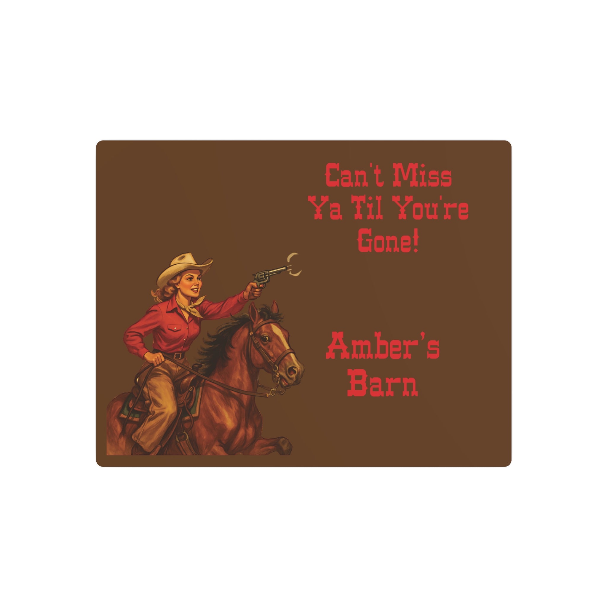 Personalized Cowgirl Metal Sign, Retro Western Wall Decor, Aluminum Ranch, Barn Sign