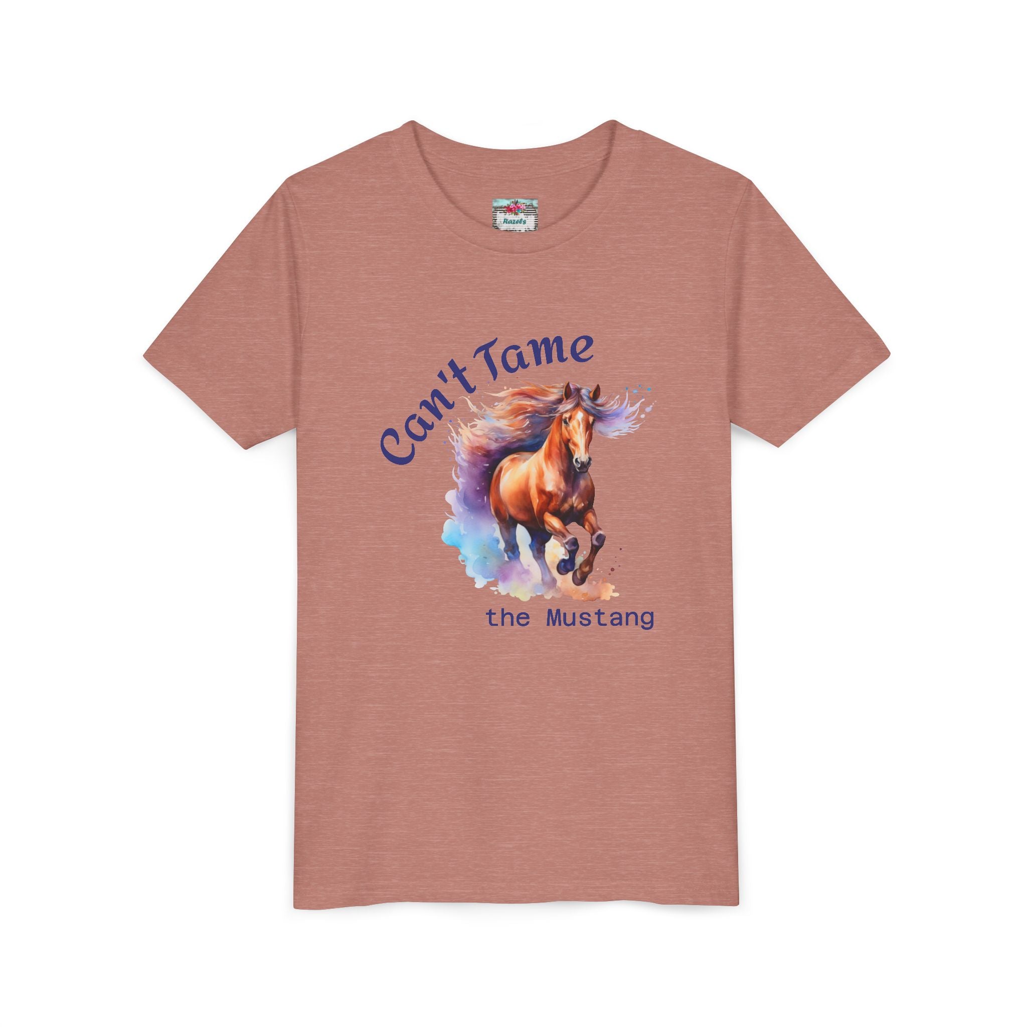 Girls “Can’t Tame the Mustang” T-Shirt | Watercolor Wild Horse Graphic Tee