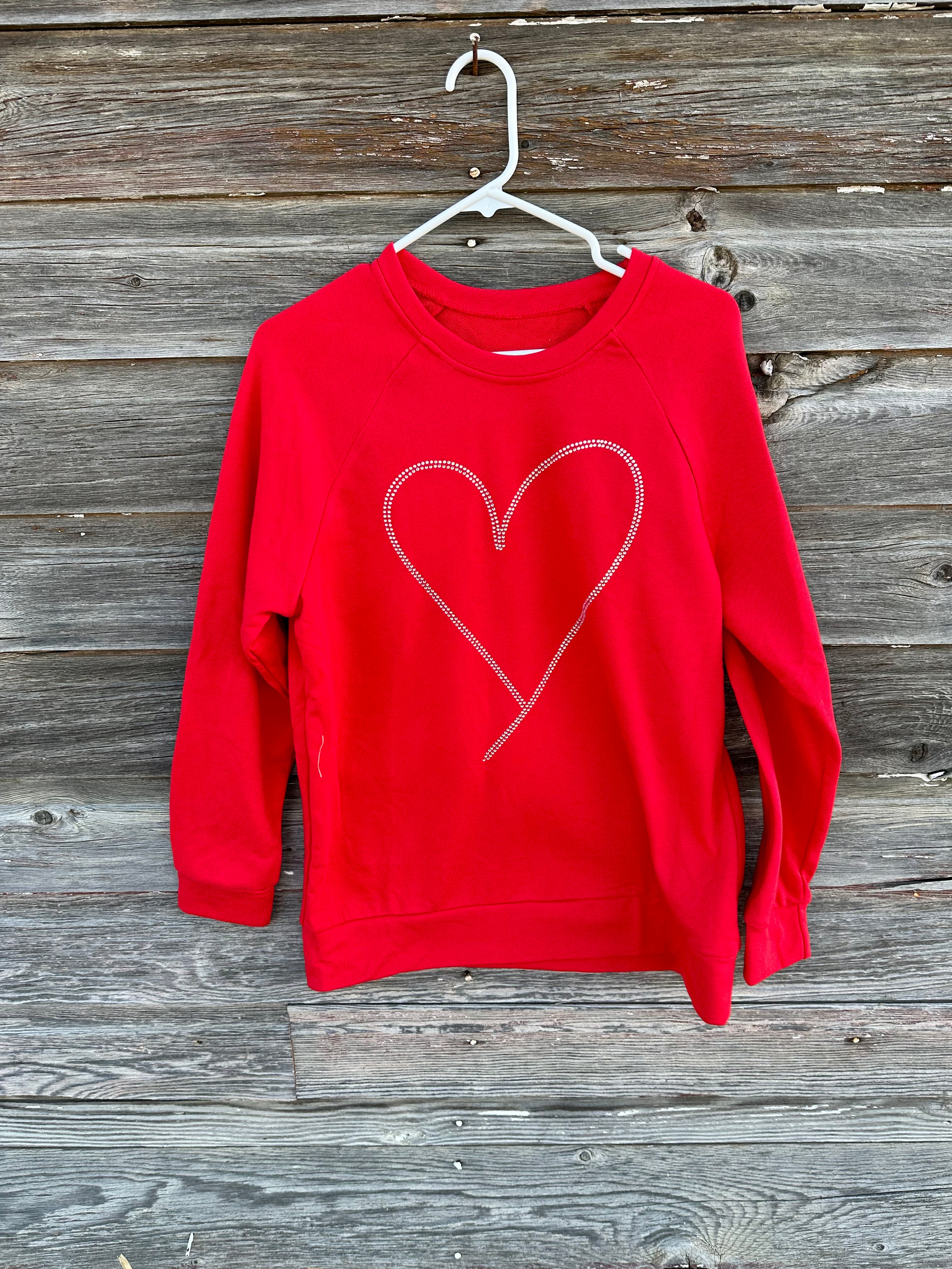 Rhinestone Heart Shaped Sweatshirt, Valentine's Day Sweatshirt