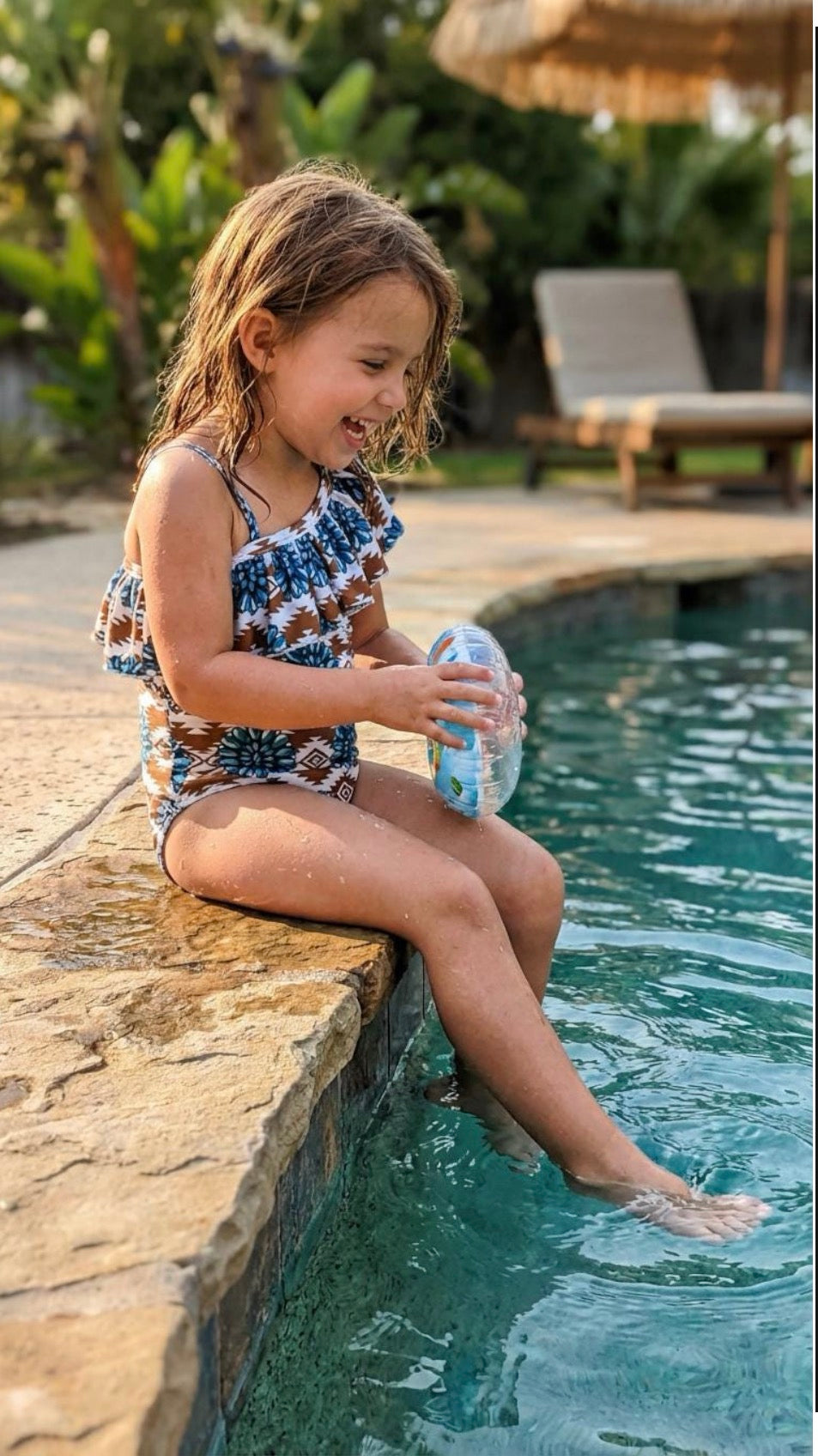 Girls Western Swimsuit • Aztec One‑Piece • Cowgirl Bathing Suit for Kids