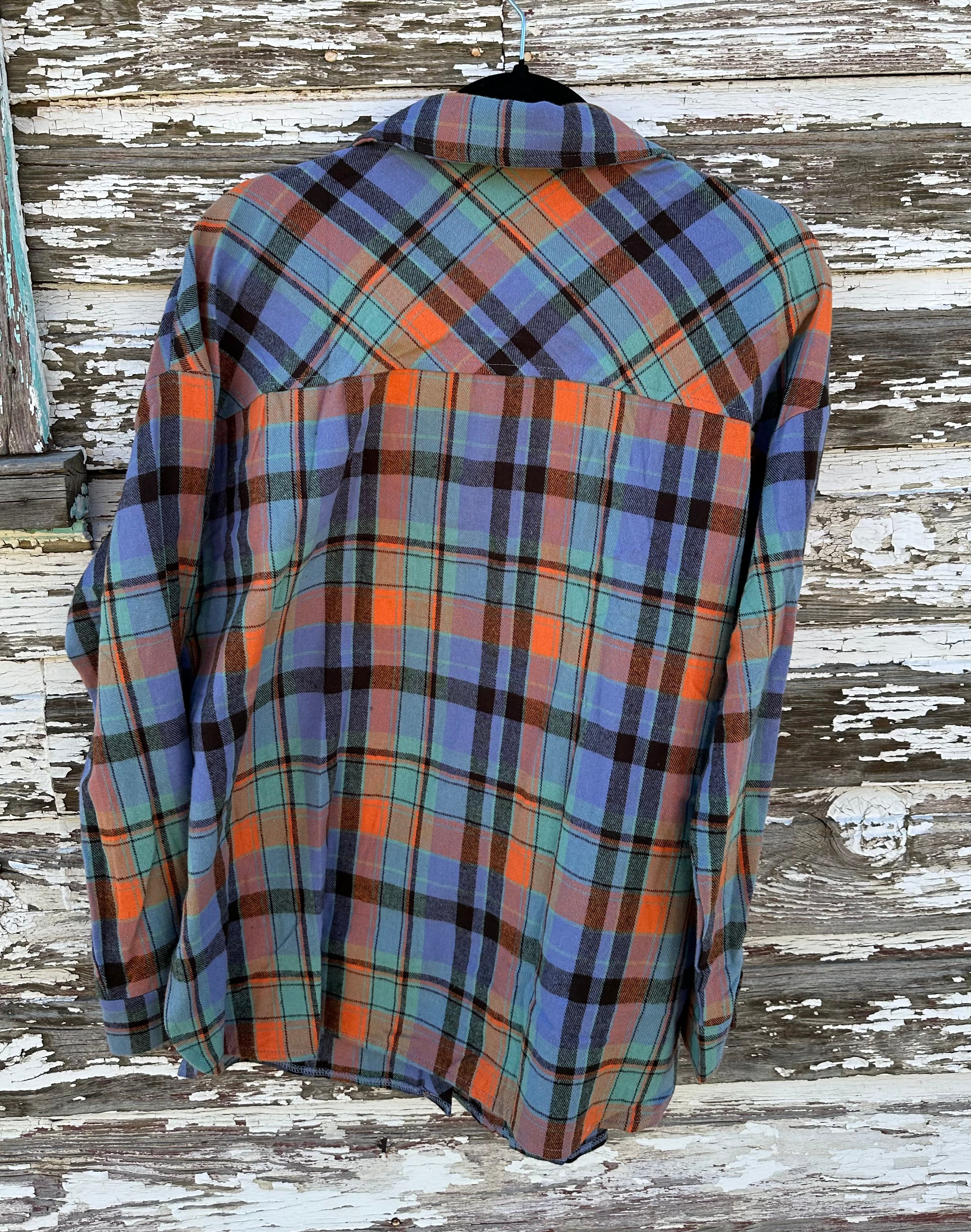 FALL Plaid Shirt – Womens's Vintage Style Western Loose Fit Button Up Long Sleeve Shirt