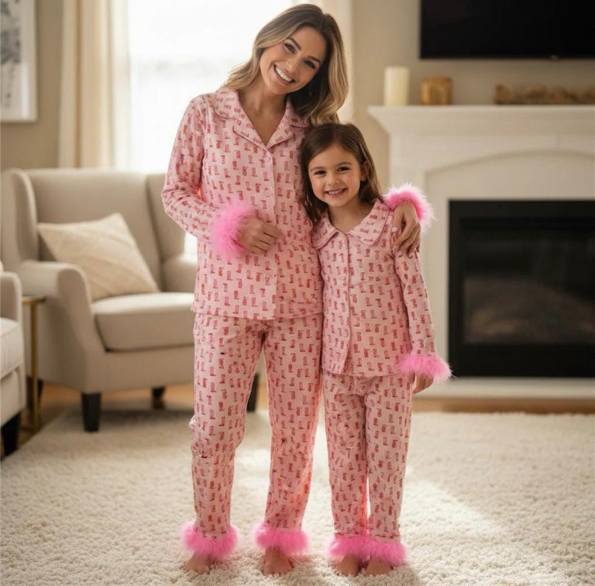 Matching Mom & Daughter Cowgirl Loungewear Set | Pink Western Two-Piece Lounge Outfit
