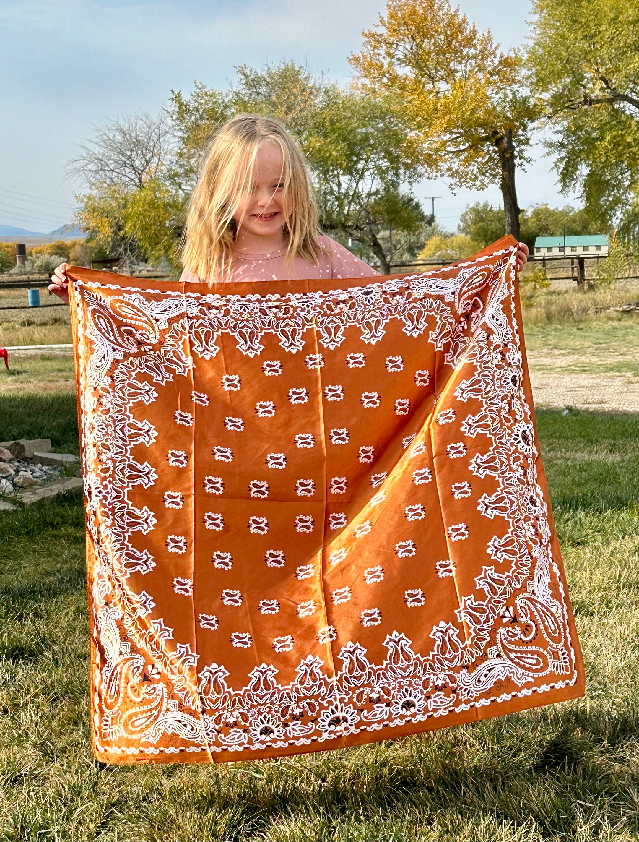 Western Paisley Wild Rag Scarf, Fall Bandana for Cowgirls, Large Neckerchief,