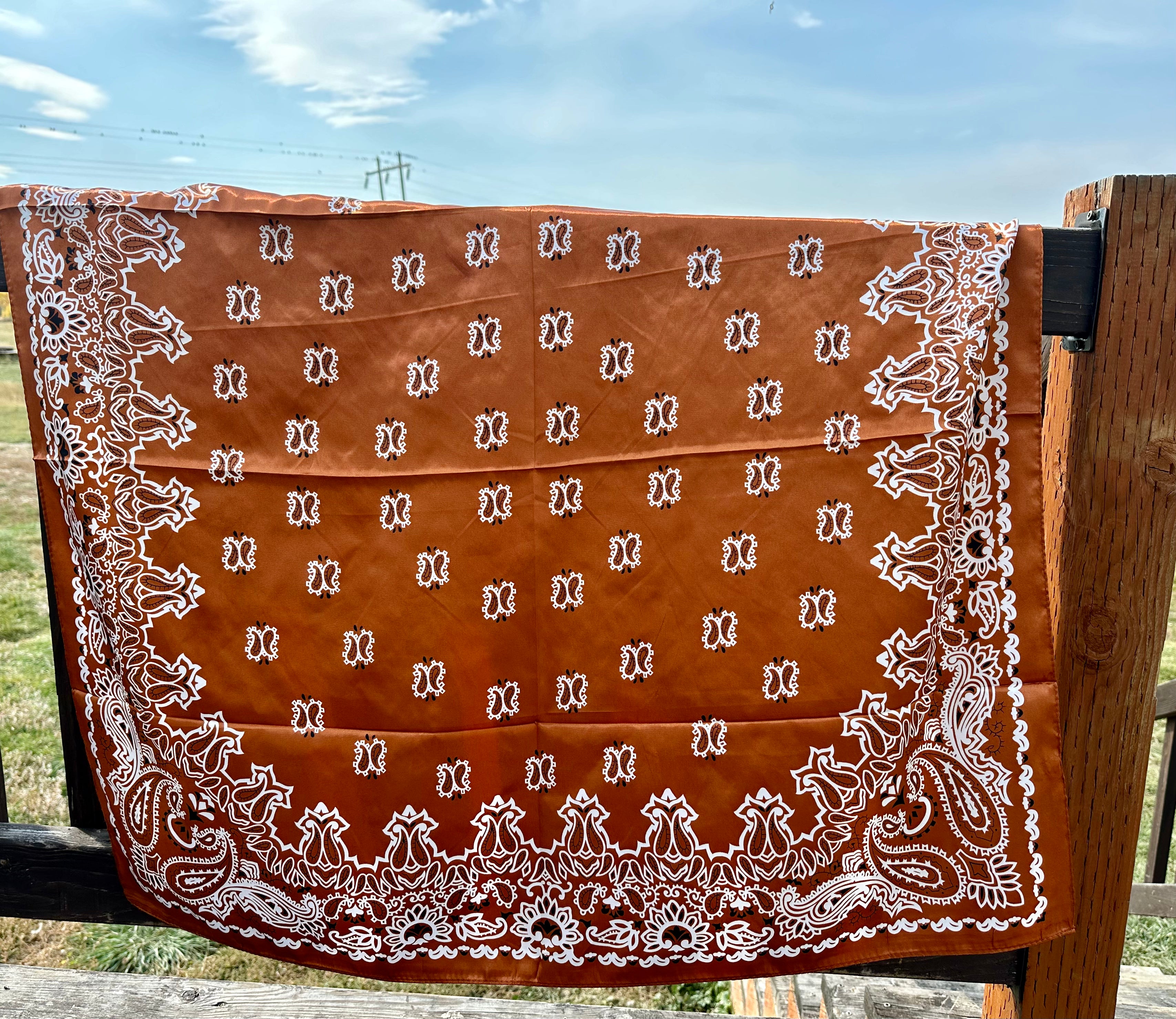 Western Paisley Wild Rag Scarf, Fall Bandana for Cowgirls, Large Neckerchief,