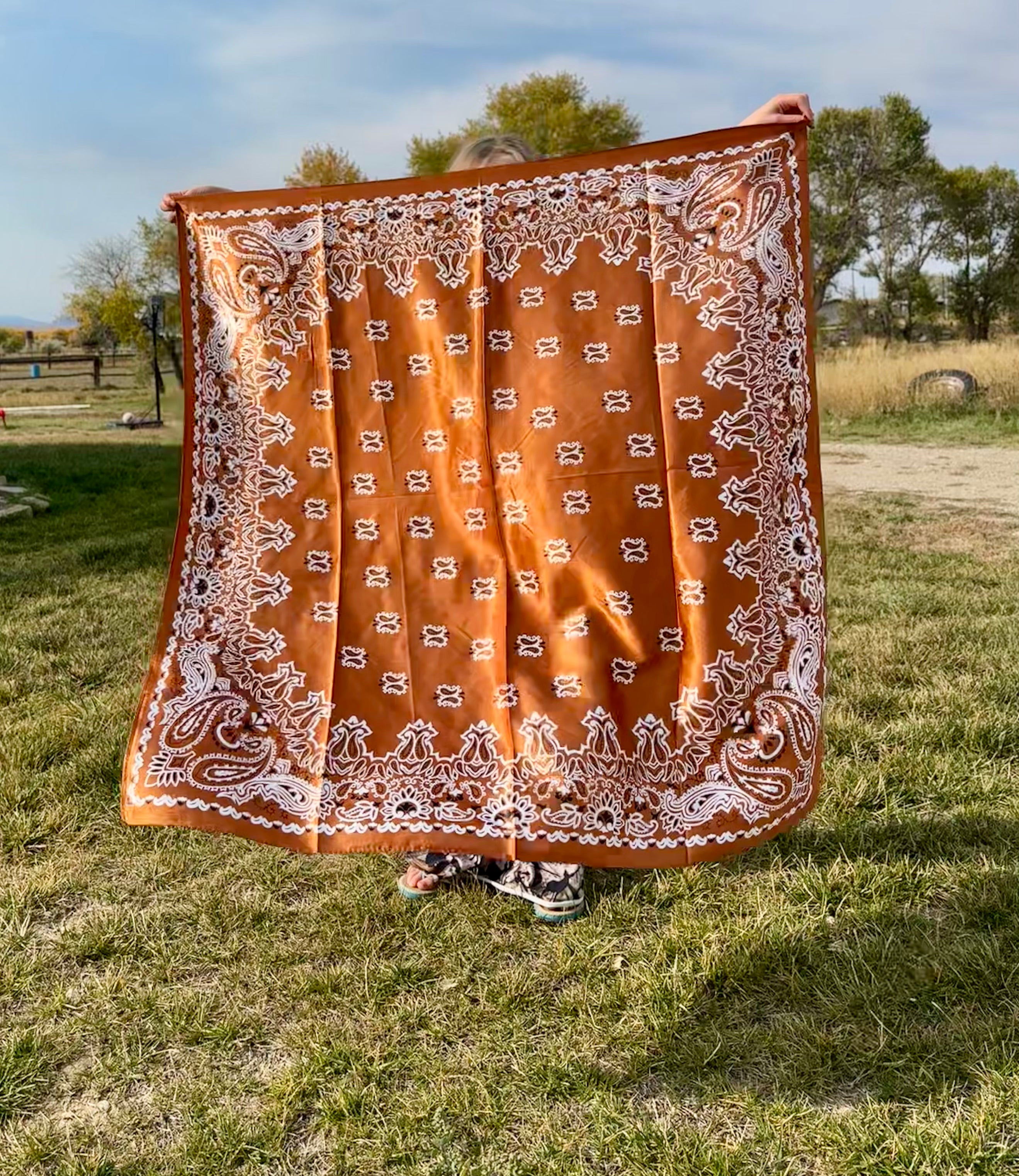 Western Paisley Wild Rag Scarf, Fall Bandana for Cowgirls, Large Neckerchief,