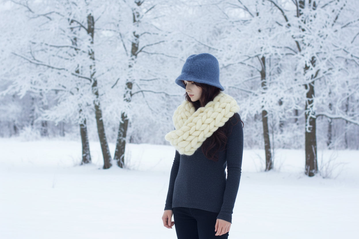 GIANT KNIT COWL Extreme Natural Wool Cowl Made in Montana