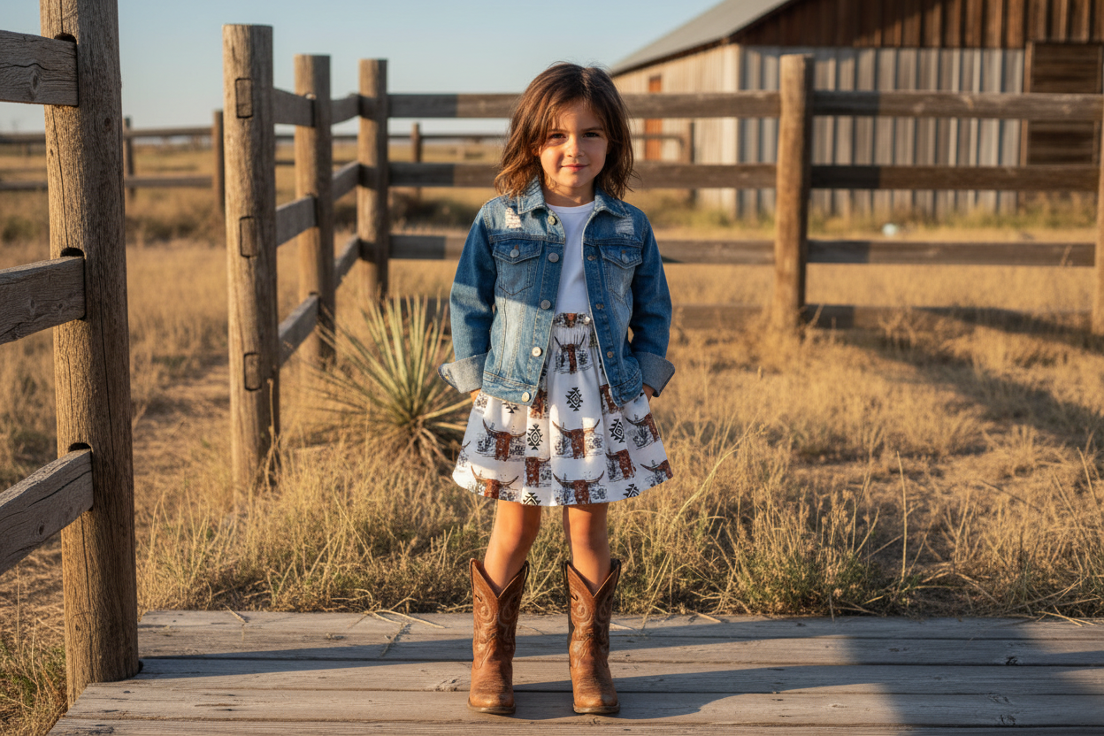 Longhorn Aztec Cowgirl Skirt | Western Girls Paperbag Skirt