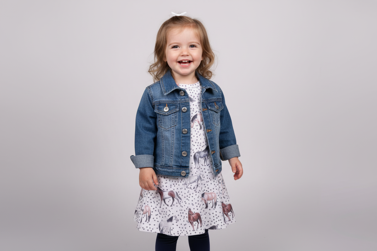 Girls' Horse T-Shirt Dress: Polka Dot Horse Print