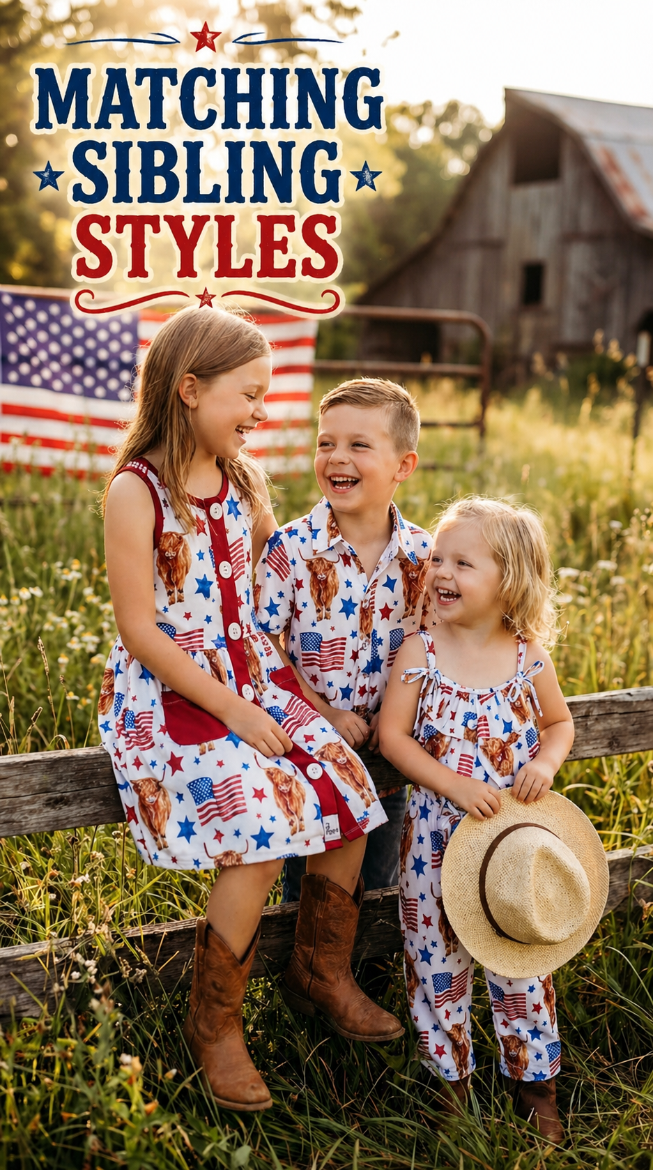 Highland Cow 4th of July Outfit for Kids | Dress, Romper or Shirt