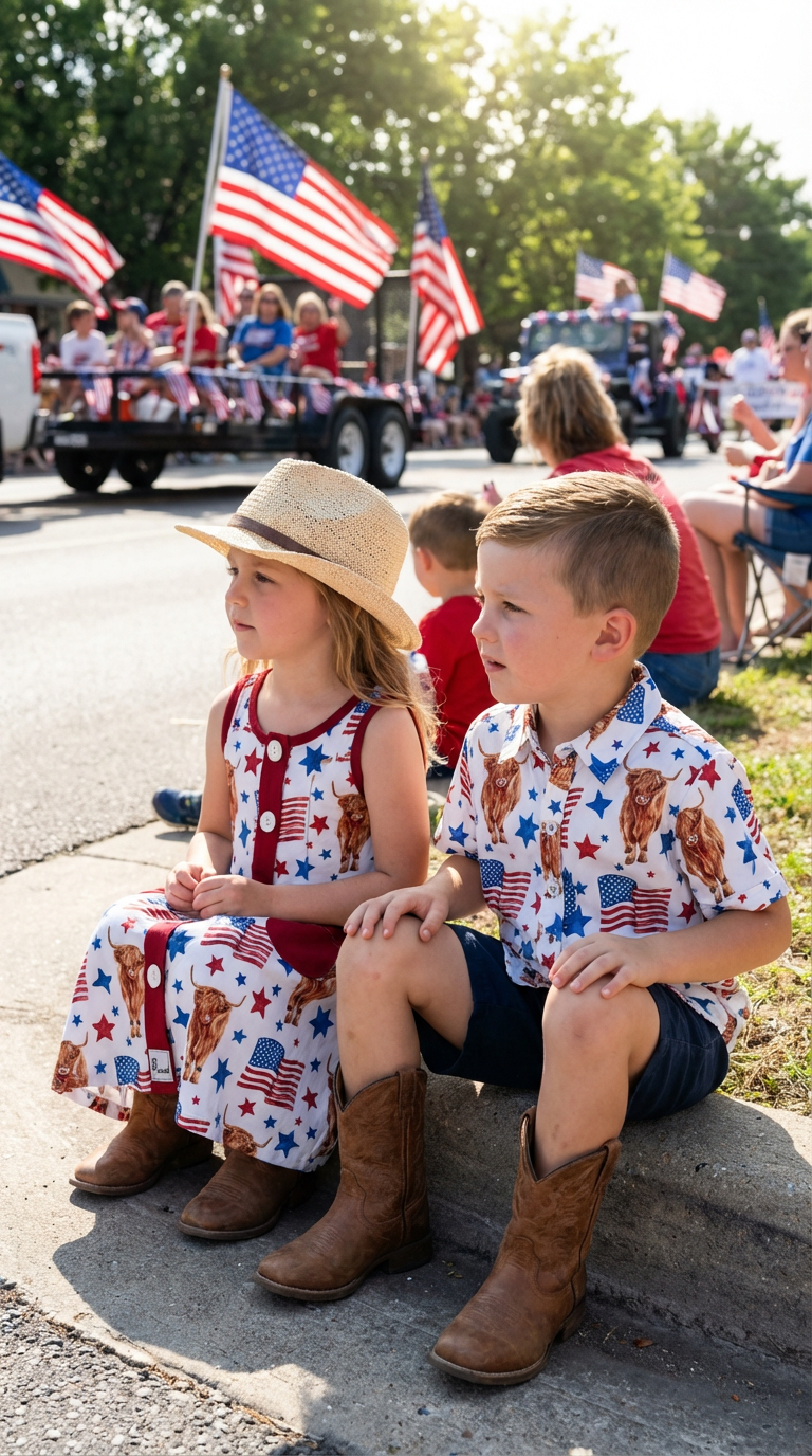 Highland Cow 4th of July Outfit for Kids | Dress, Romper or Shirt