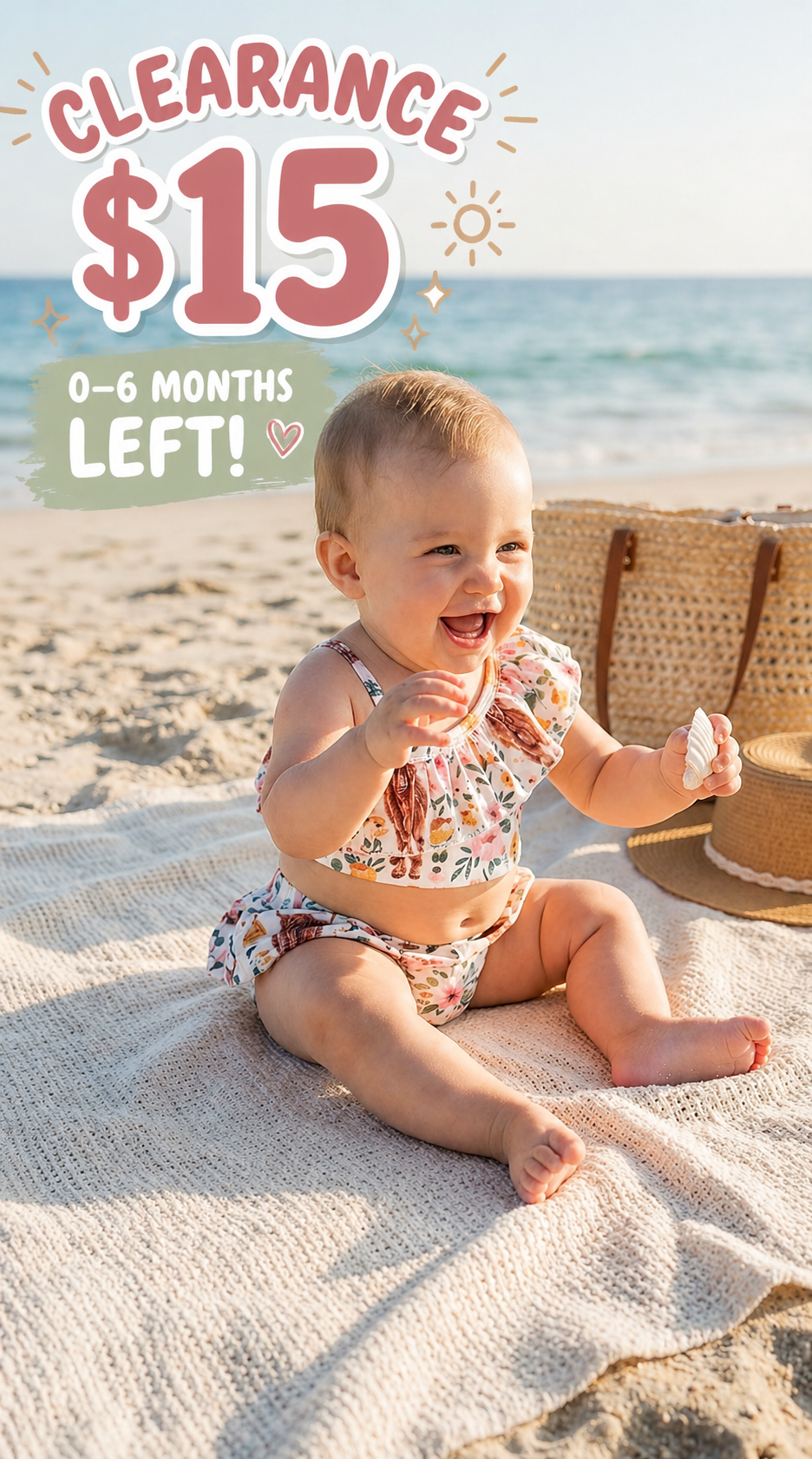 Highland Cow Baby Tankini Swimsuit: Western Floral Ruffled Skirted Style