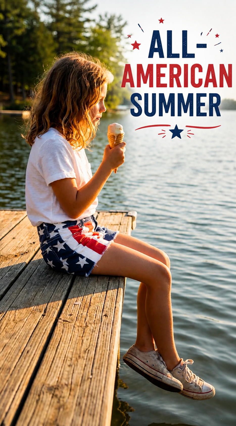 Girls American Flag 4th of July Jean Shorts | Red White Blue Stars Stripes Denim Shorts Kids 6-12M–14/16