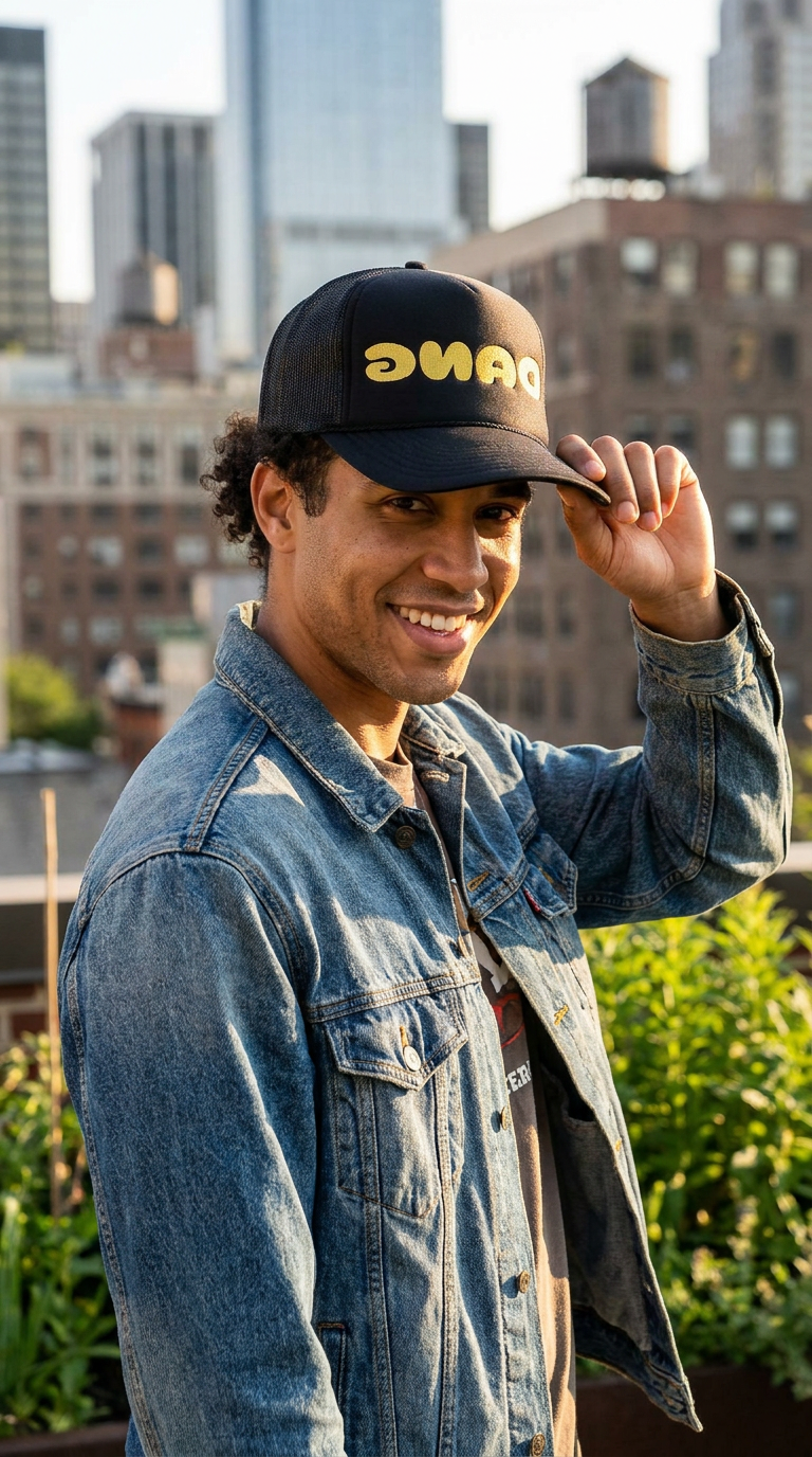 Backwards DANG Trucker Hat, Mirror-Readable Embroidered Foam Cowgirl Cap