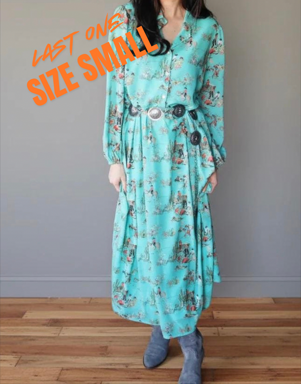 Turquoise Western Maxi Dress
