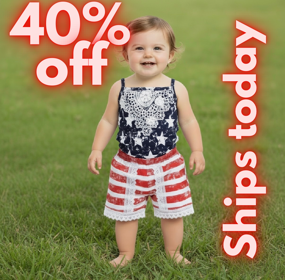 Girls 4th of July Romper, Baby Girls Patriotic Star Stripe Romper, Red White Blue Outfit