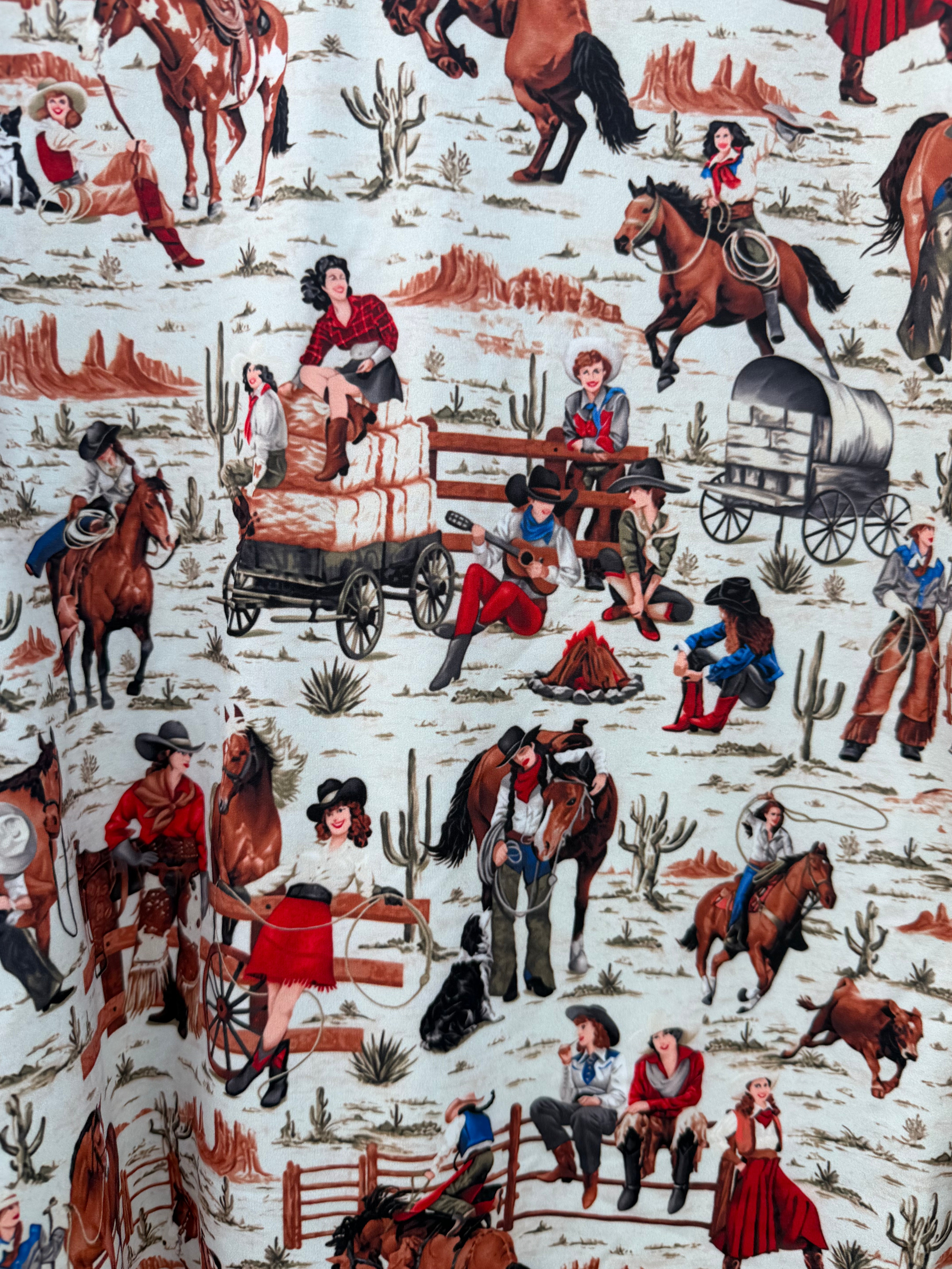 Womens Retro Cowgirl Pajamas, Western Rodeo Lounge Set, Matching Family PJs
