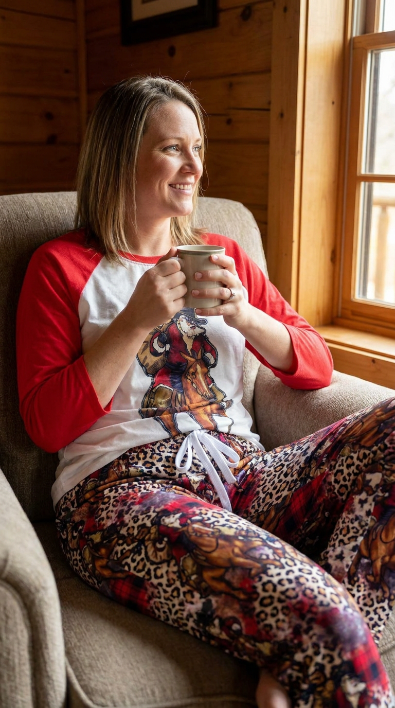 Adult Cowboy Santa Christmas Pajamas – Western Matching Family PJs