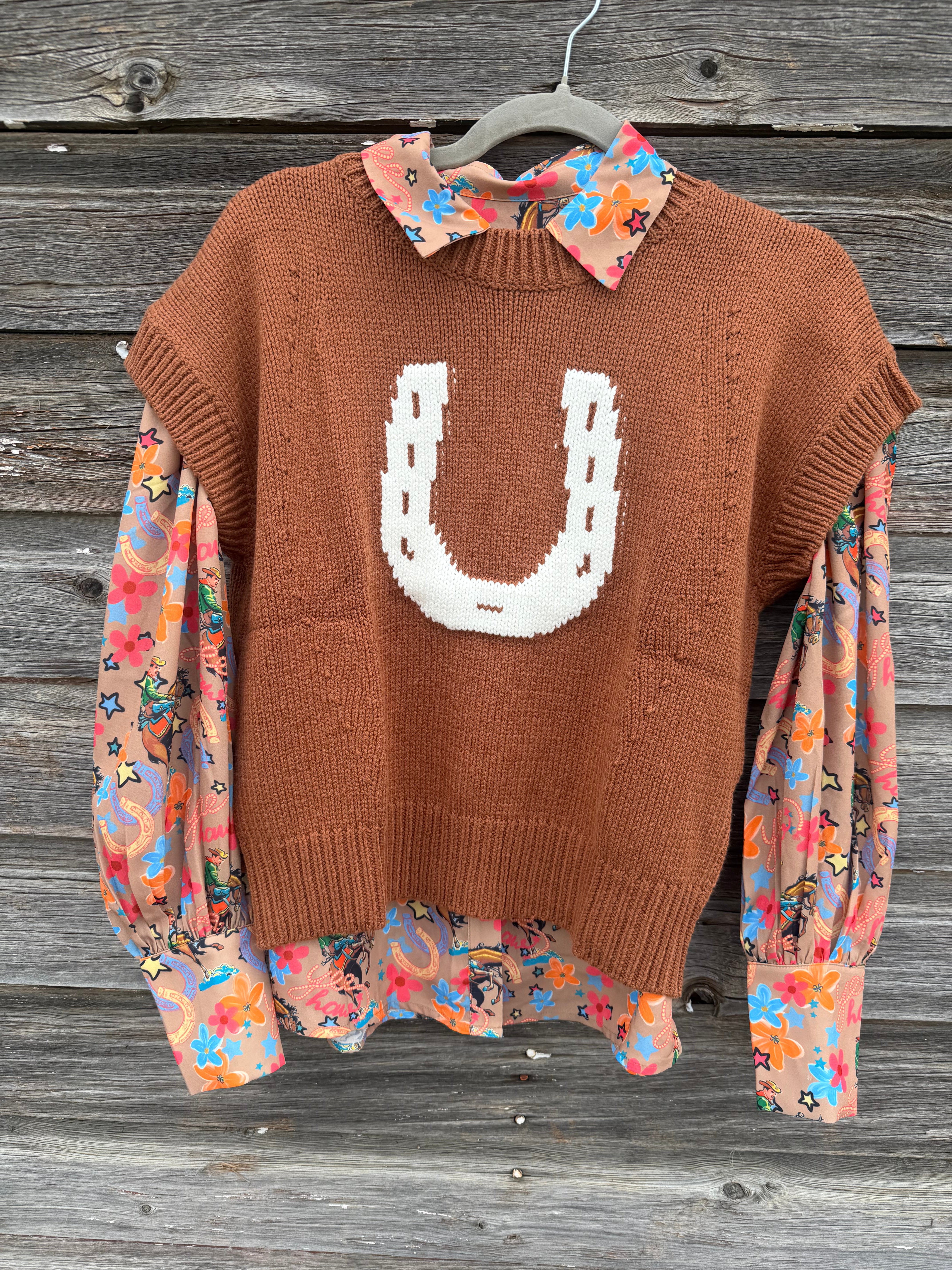 Women’s Western Button-Up Top | Bronc & Floral Print Blouse | Cowgirl Rodeo Shirt