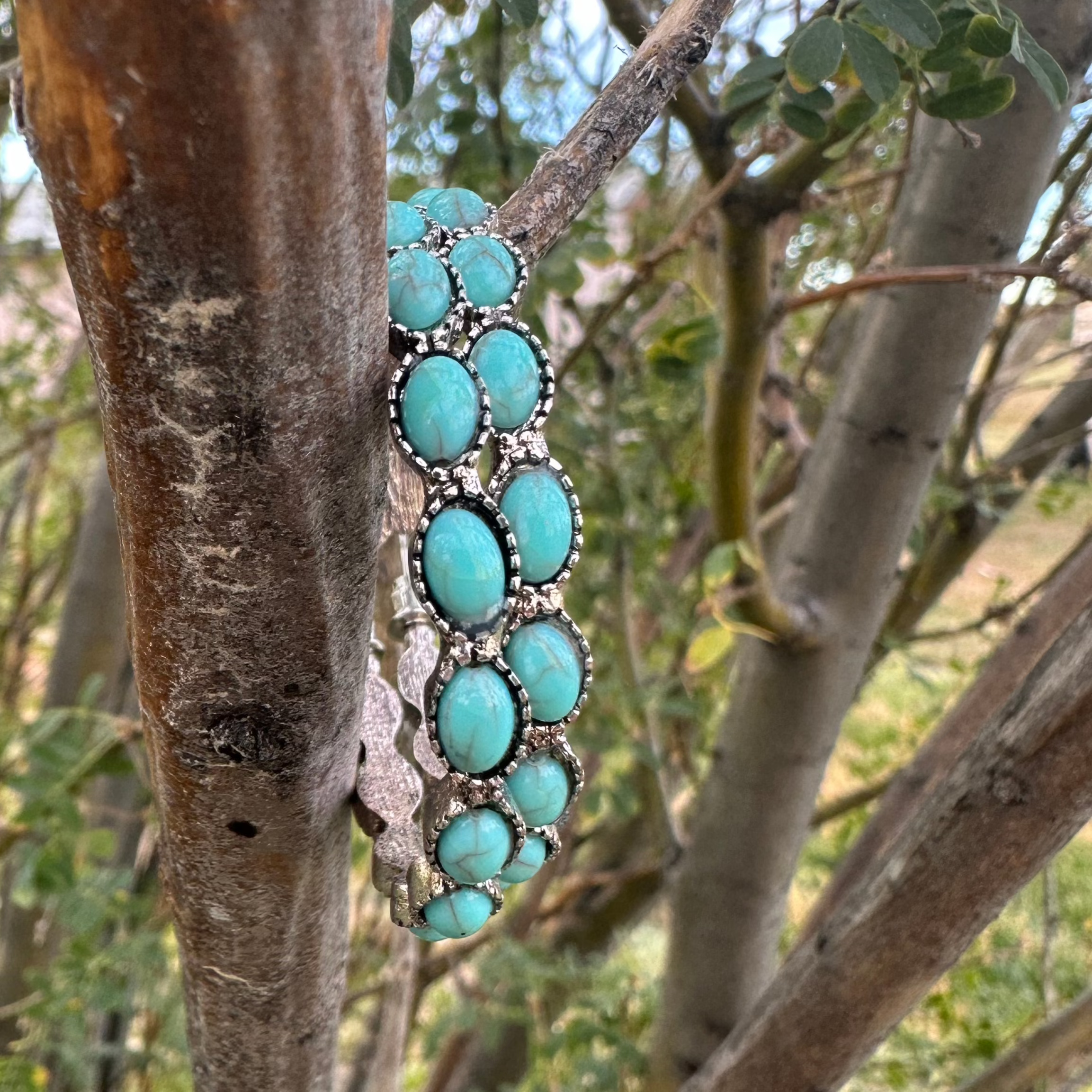 Western Turquoise Hoop Earrings - Turquoise Earrings, Western Earrings for Women, Large Hoop Earrings