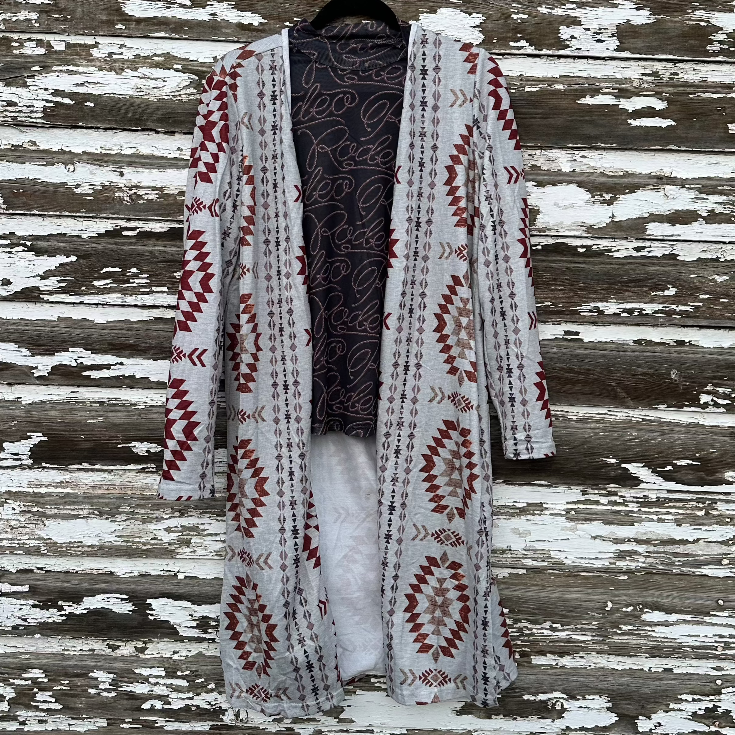 Western Aztec Print Cardigan | Long Western Cardigan | Cozy Fall Layering Piece