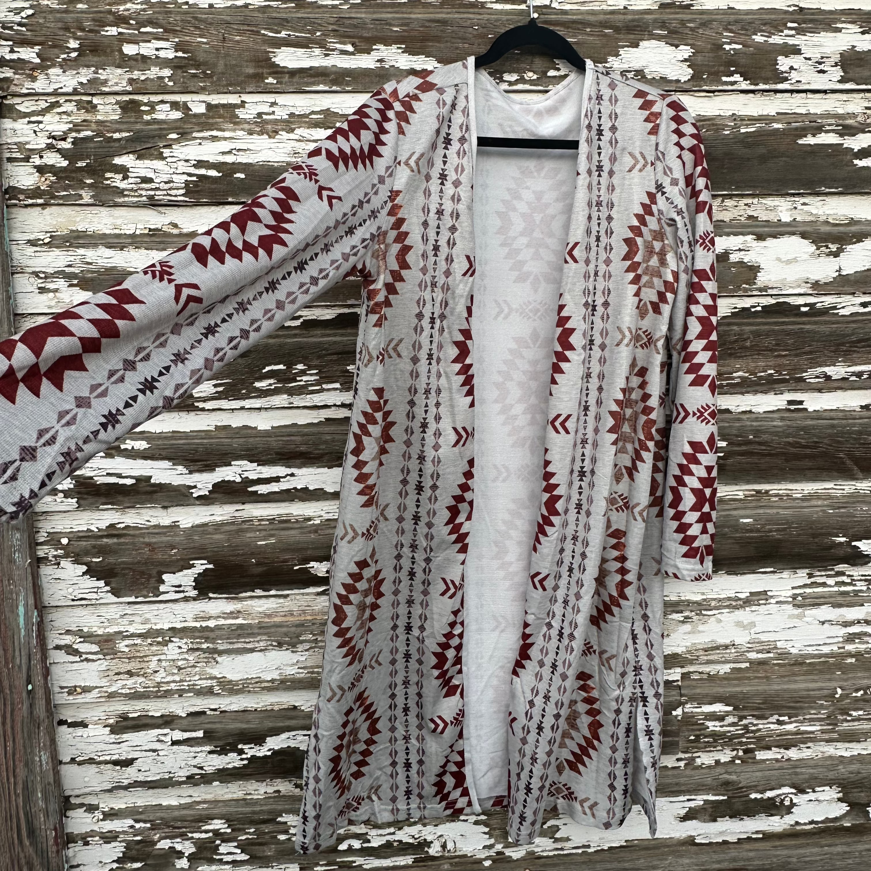 Western Aztec Print Cardigan | Long Western Cardigan | Cozy Fall Layering Piece