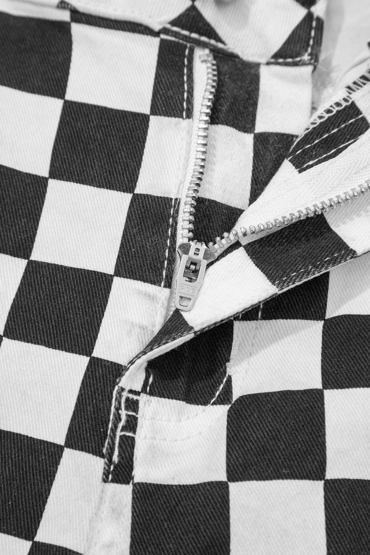 Women’s Black Checkerboard Distressed Cropped Jeans