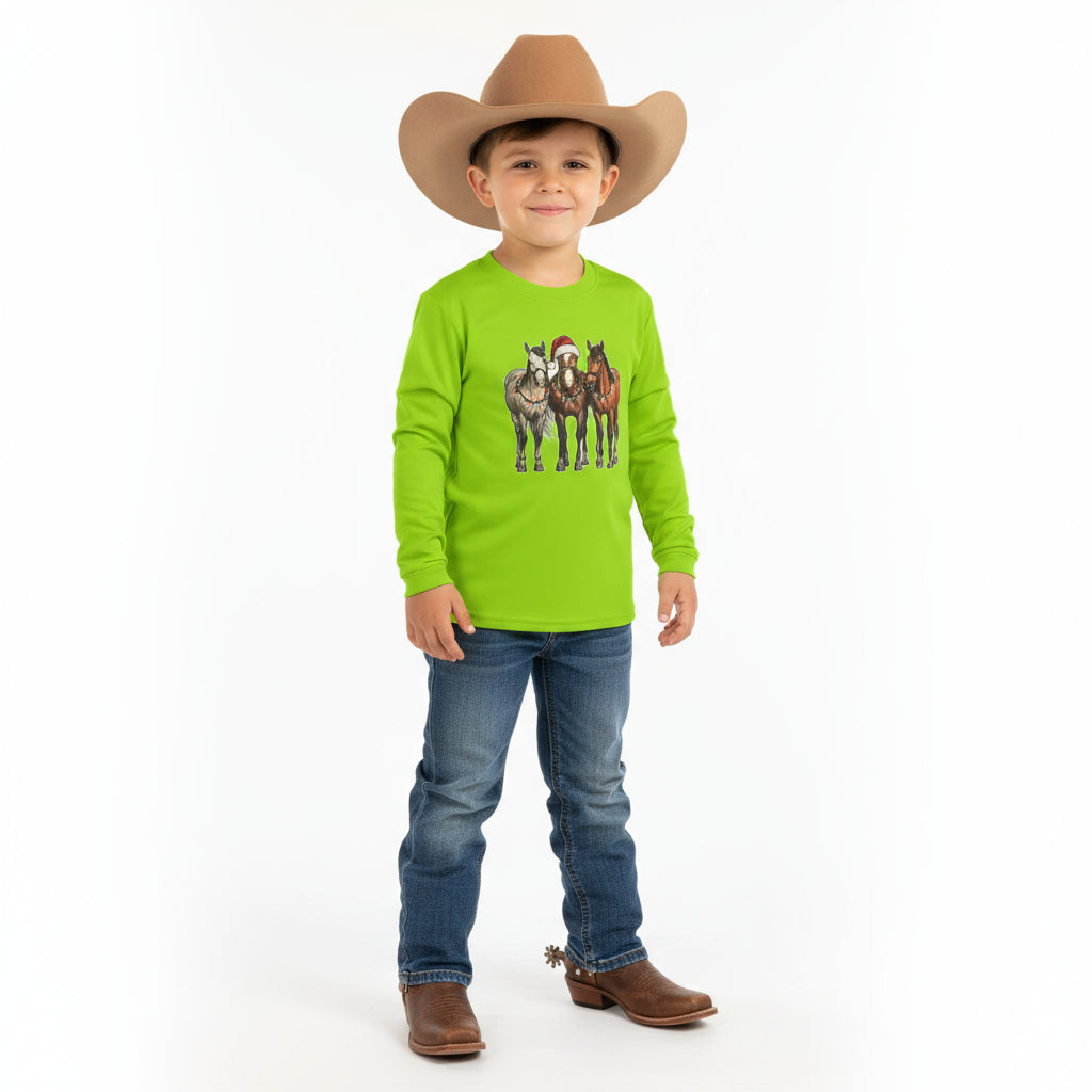 NEON GREEN WESTERN HORSE CHRISTMAS TSHIRT
